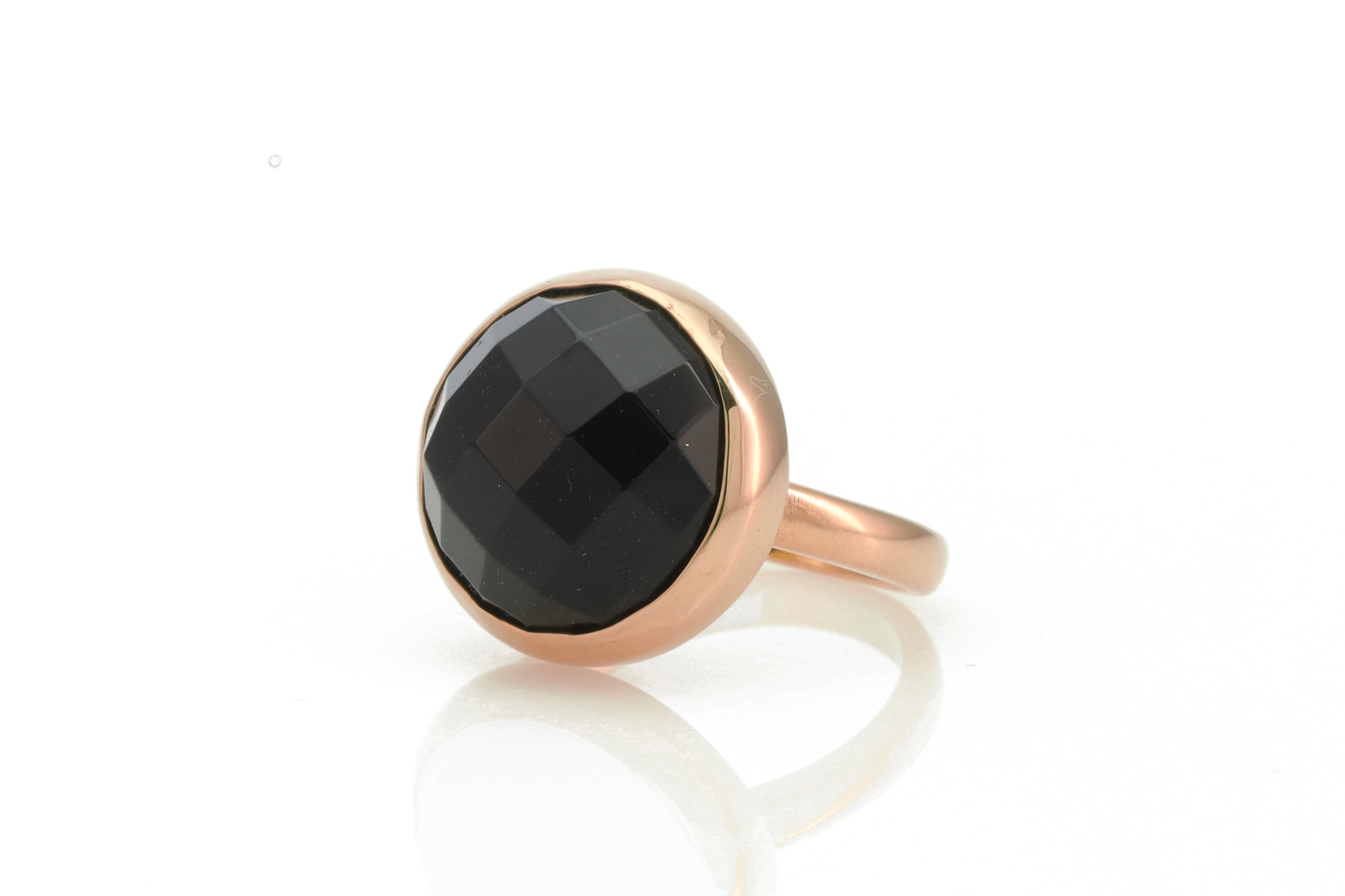 Semiprecious Black Onyx Bezel Set Sterling Silver Ring Rings Anemone Limited