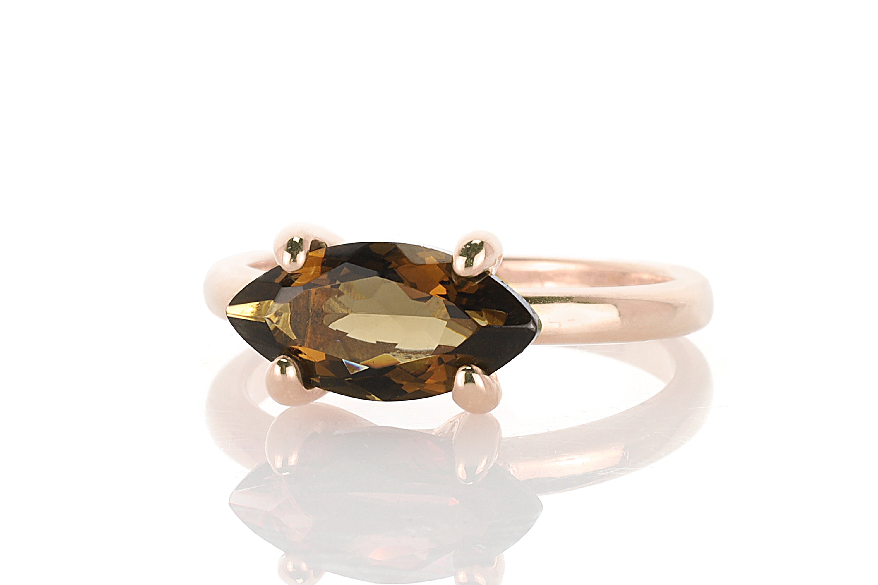 Simple Smoky Quartz Gold Filled Ring Rings Anemone Unique