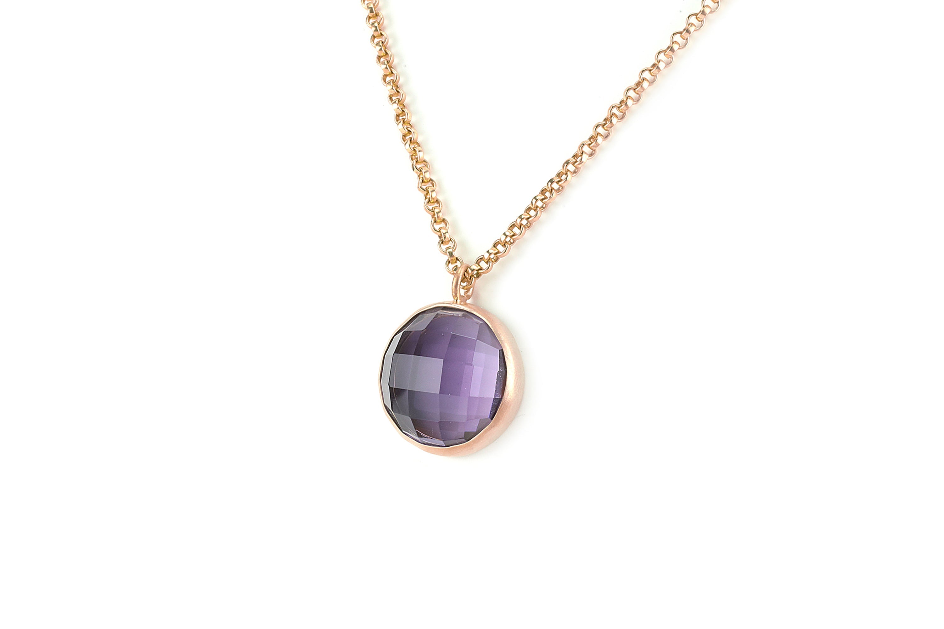 Classic Bezel Set Amethyst Pendant Necklace necklaces Anemone Limited