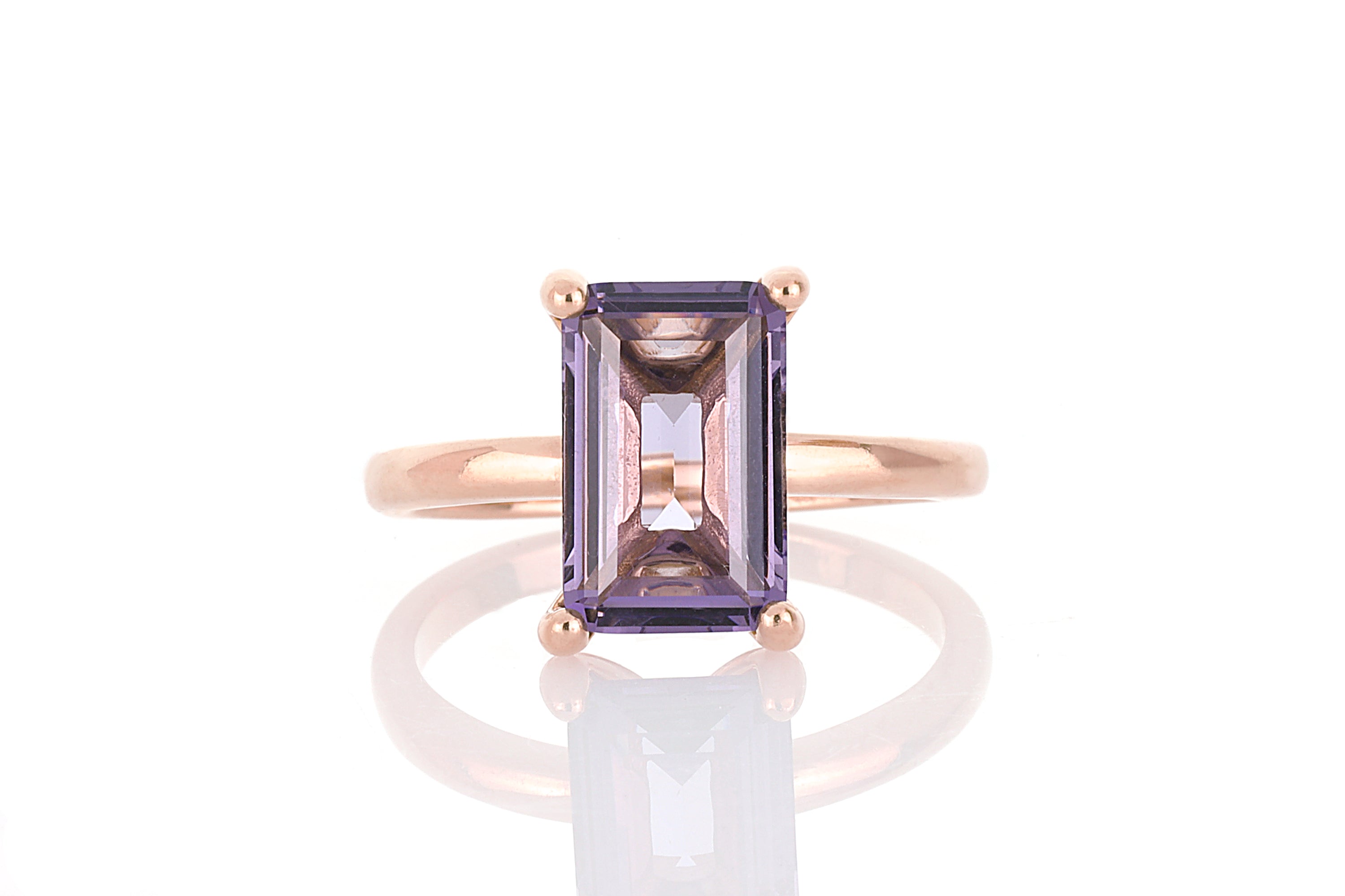 14K Gold-filled Rectangle Amethyst Ring Rings Anemone Unique