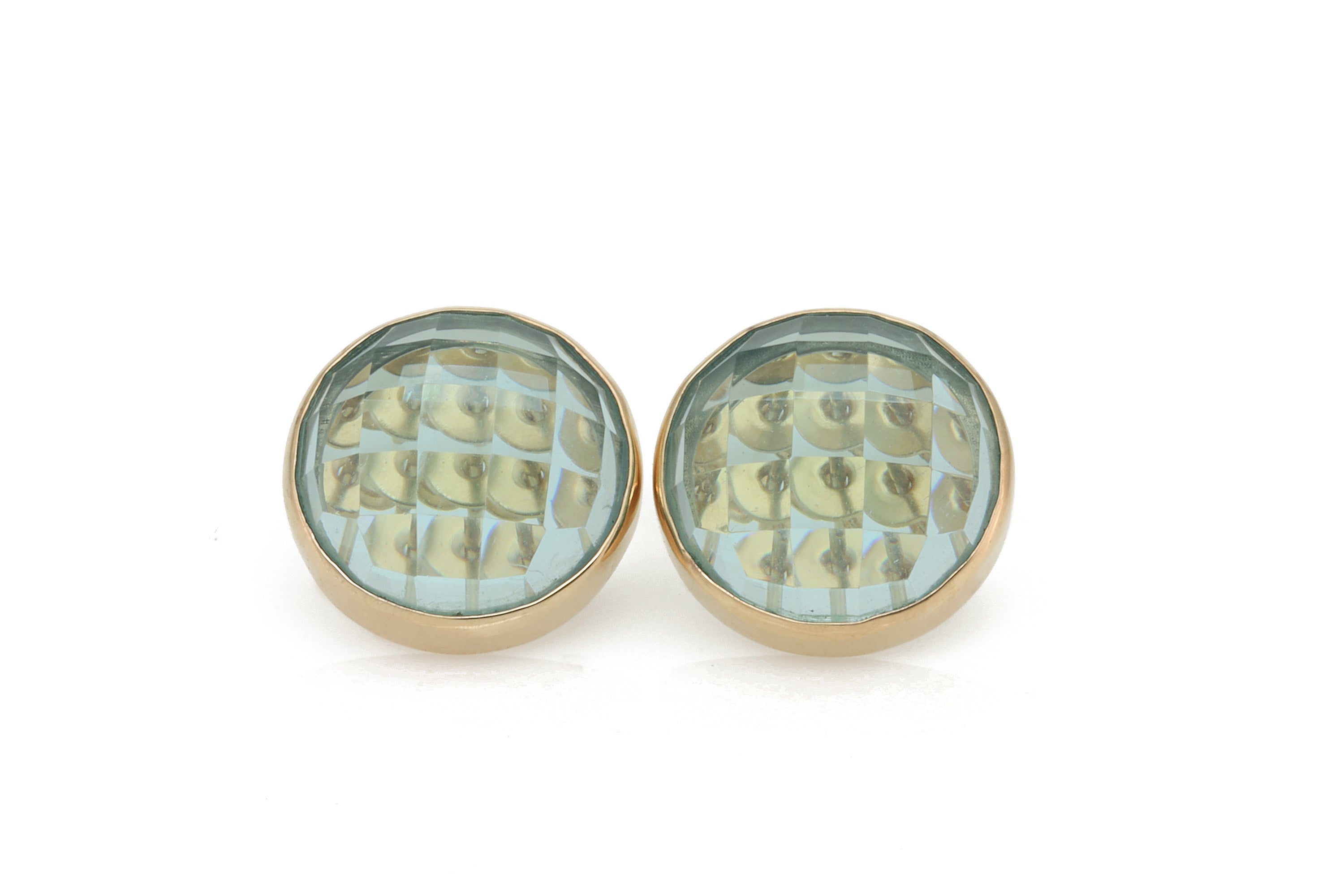Blue Topaz Gold Bezel Set Stud Earrings Earrings Anemone Limited