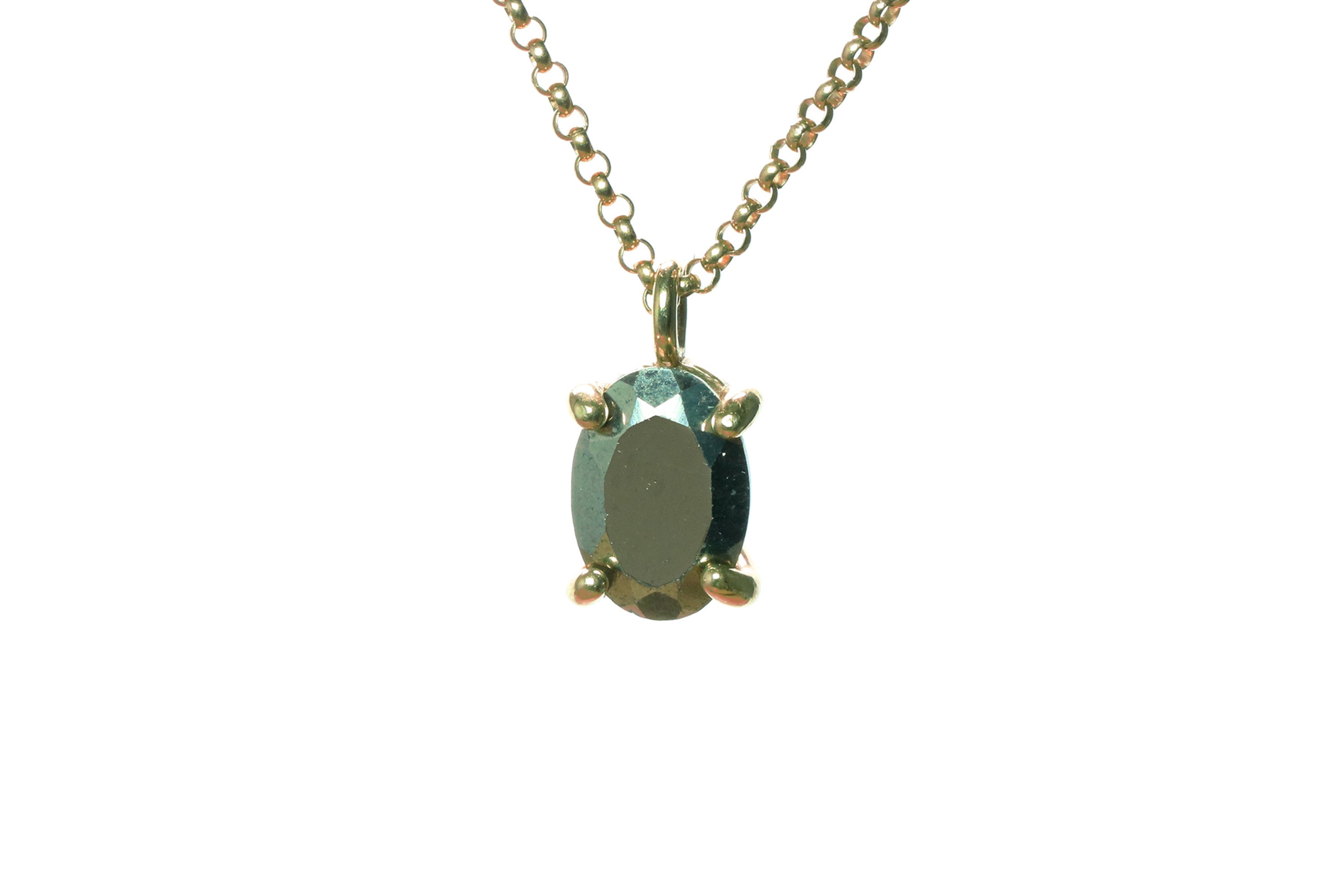 Vintage Oval Pyrite Crystal Gold Necklace necklaces Anemone Unique