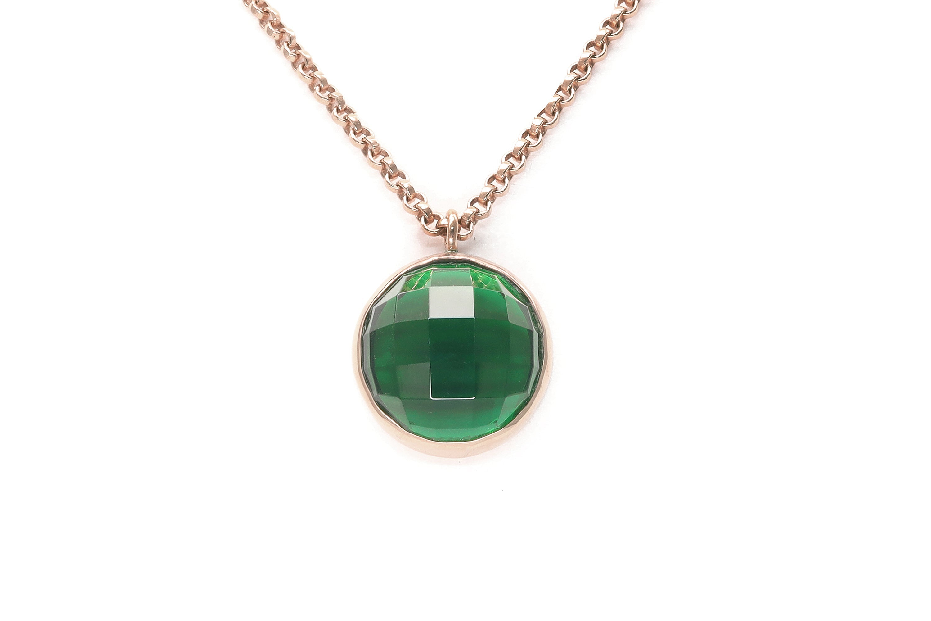 Bezel Set Gold Emerald Pendant Necklace necklaces Anemone Limited