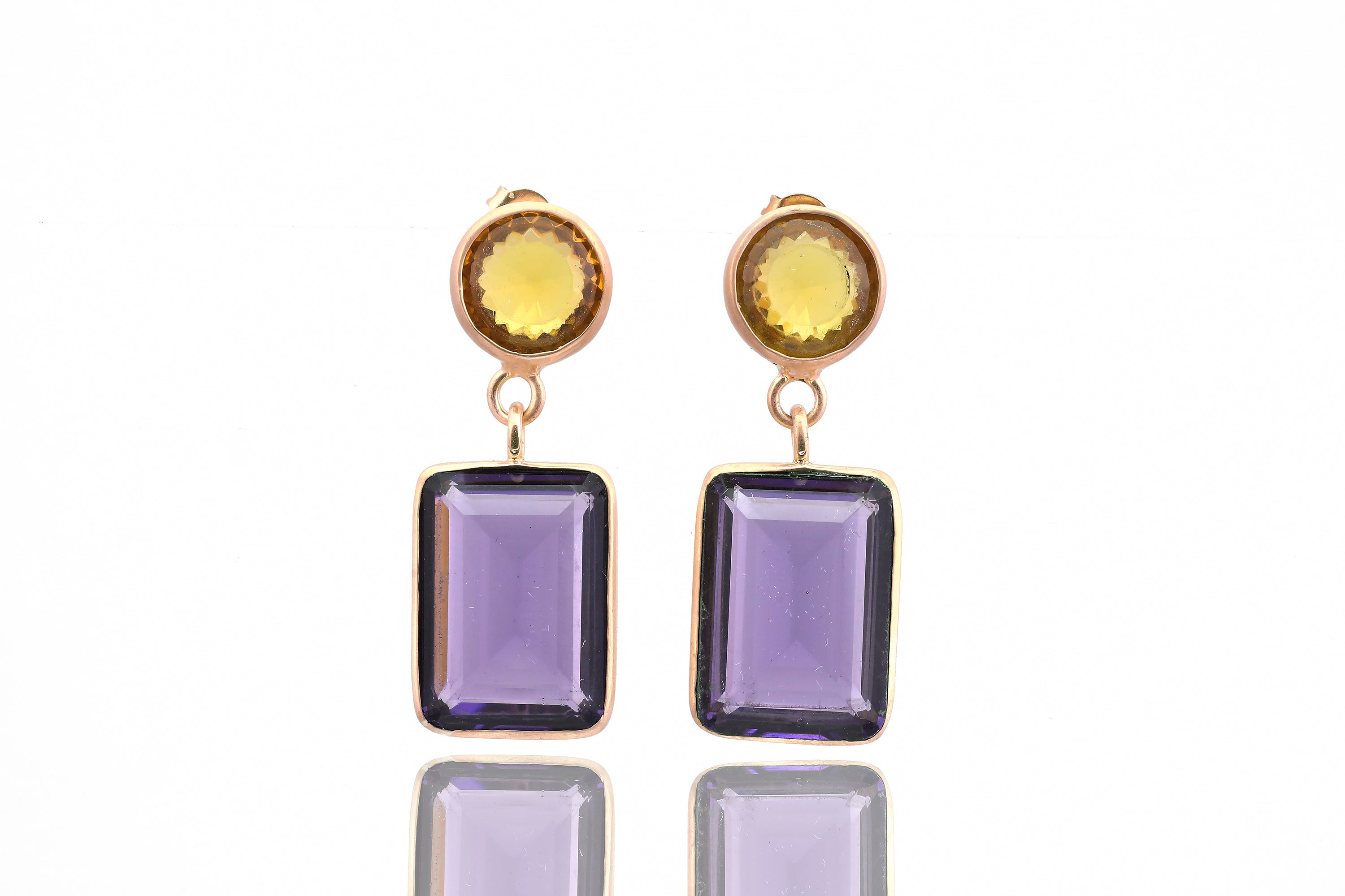 Citrine & Amethyst Multi-Stone 18k Gold Earrings Earrings Anemone Limited