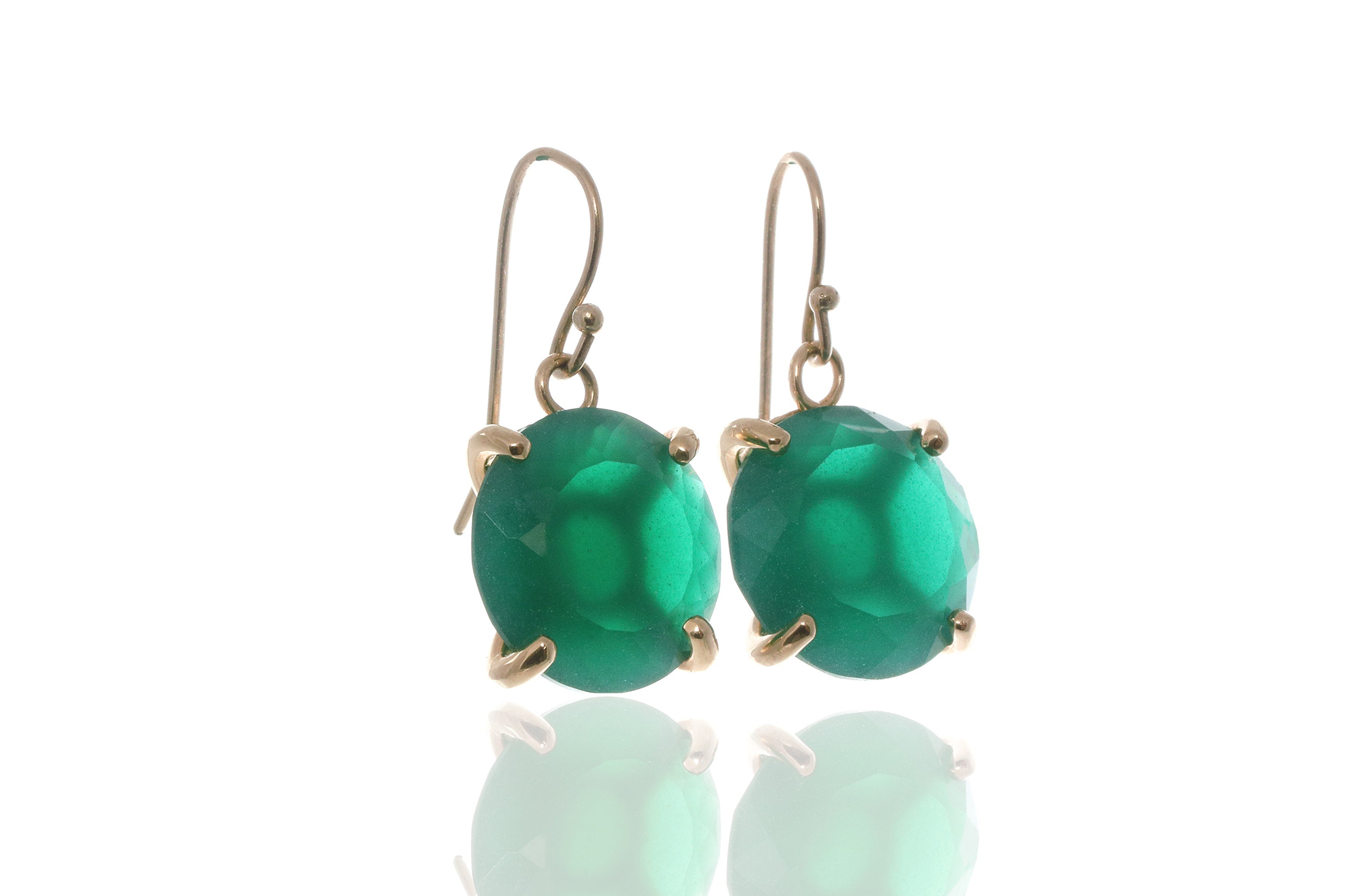 Green Onyx Crystal Gold Dangling Earrings Earrings Anemone Jewelry