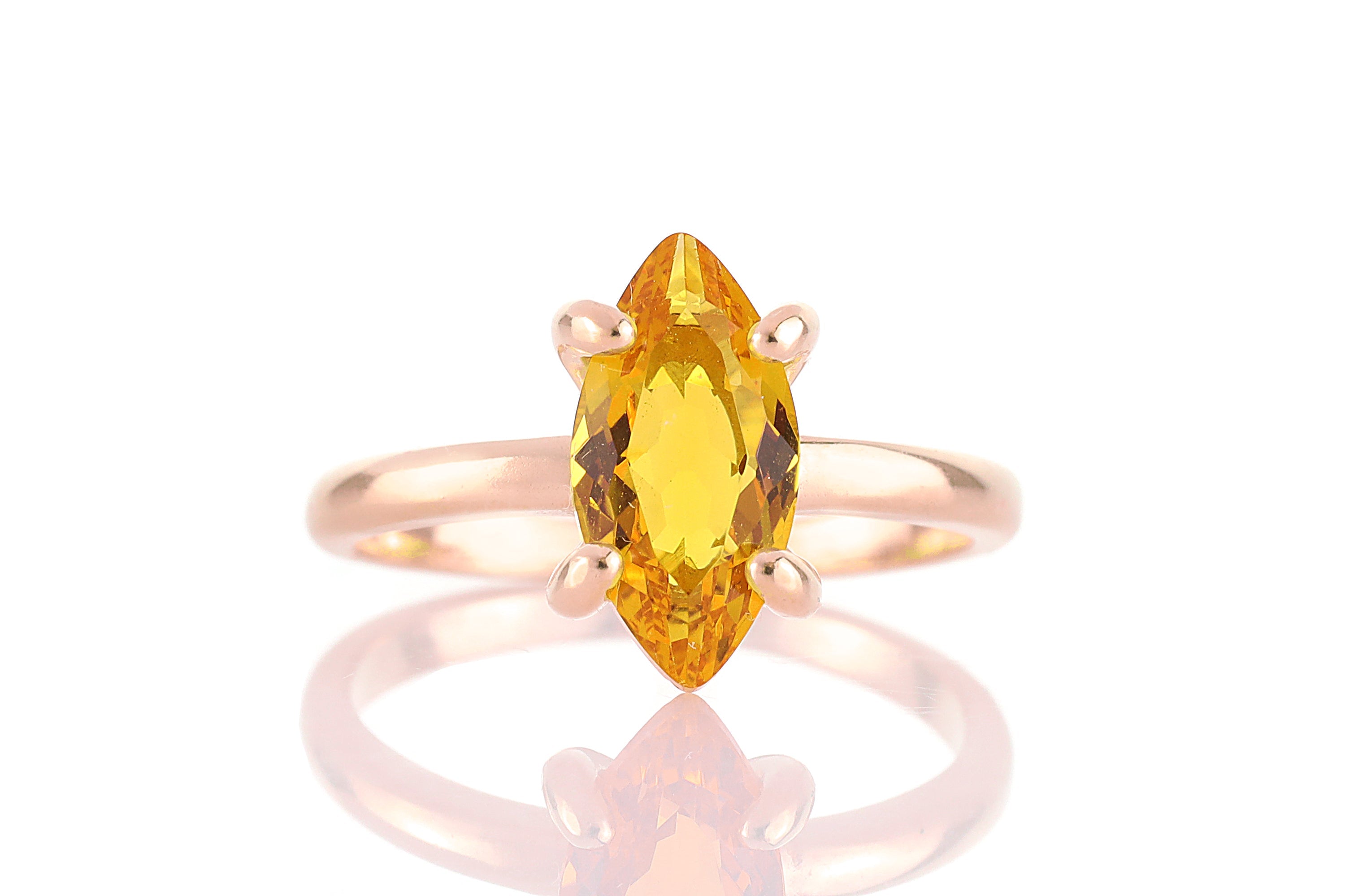 Marquise Citrine Ring in 14k Rose Gold Rings Anemone Unique
