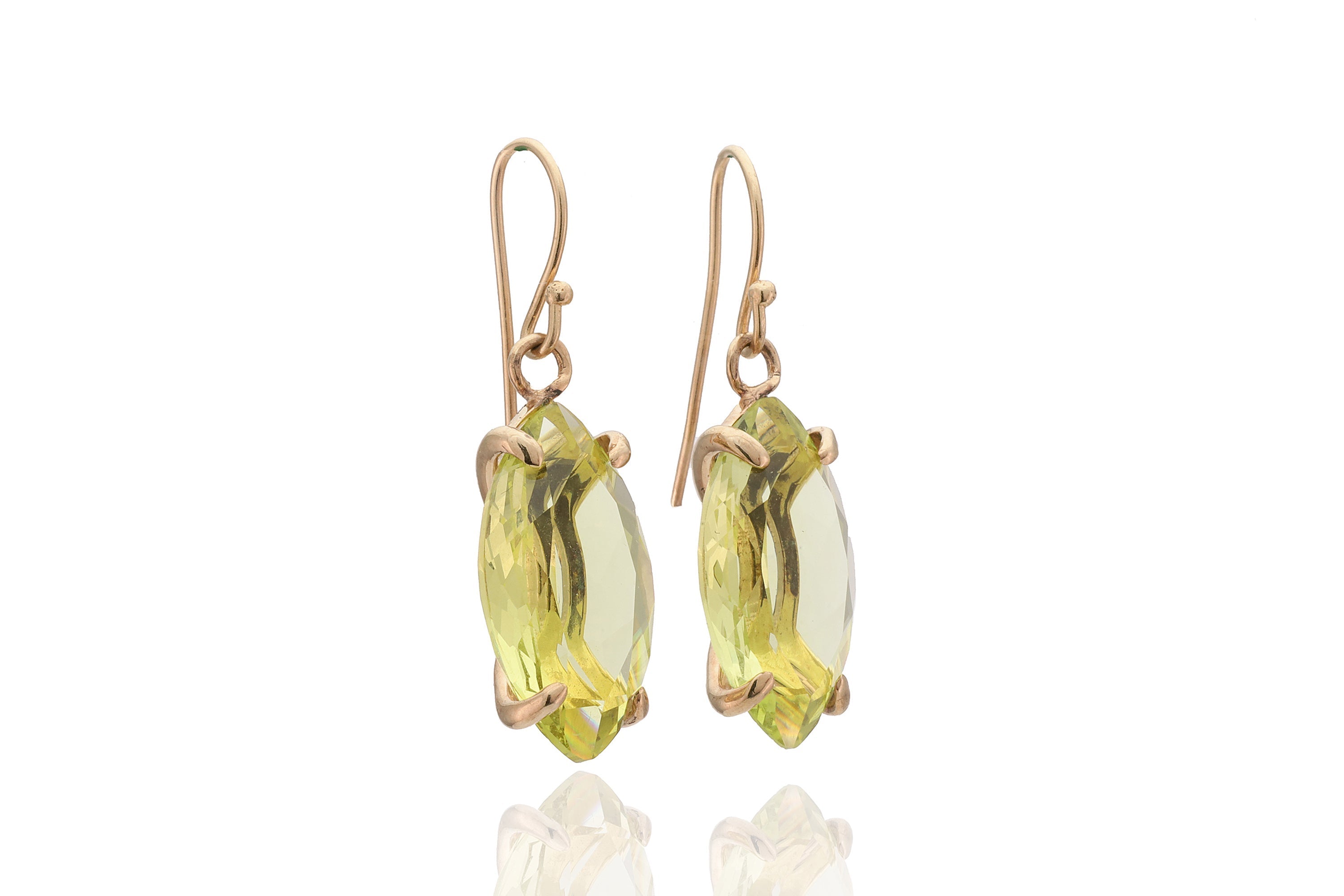 Lemon Quartz Marquise Dangle Gold Earrings Earrings Anemone Jewelry
