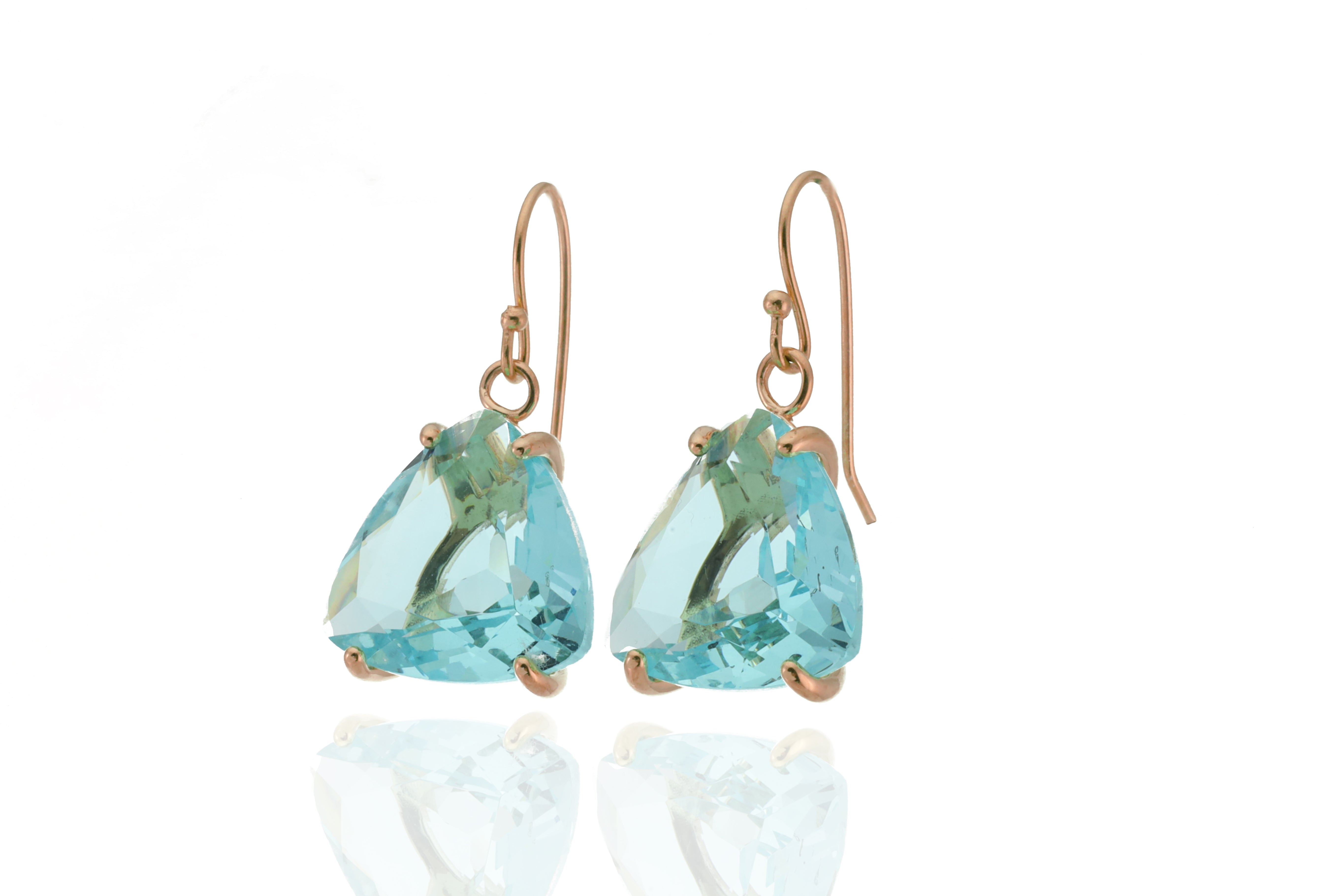 Dazzling Trillion Cut Blue Topaz Gold-Filled French Dangle Earrings Earrings Anemone Jewelry