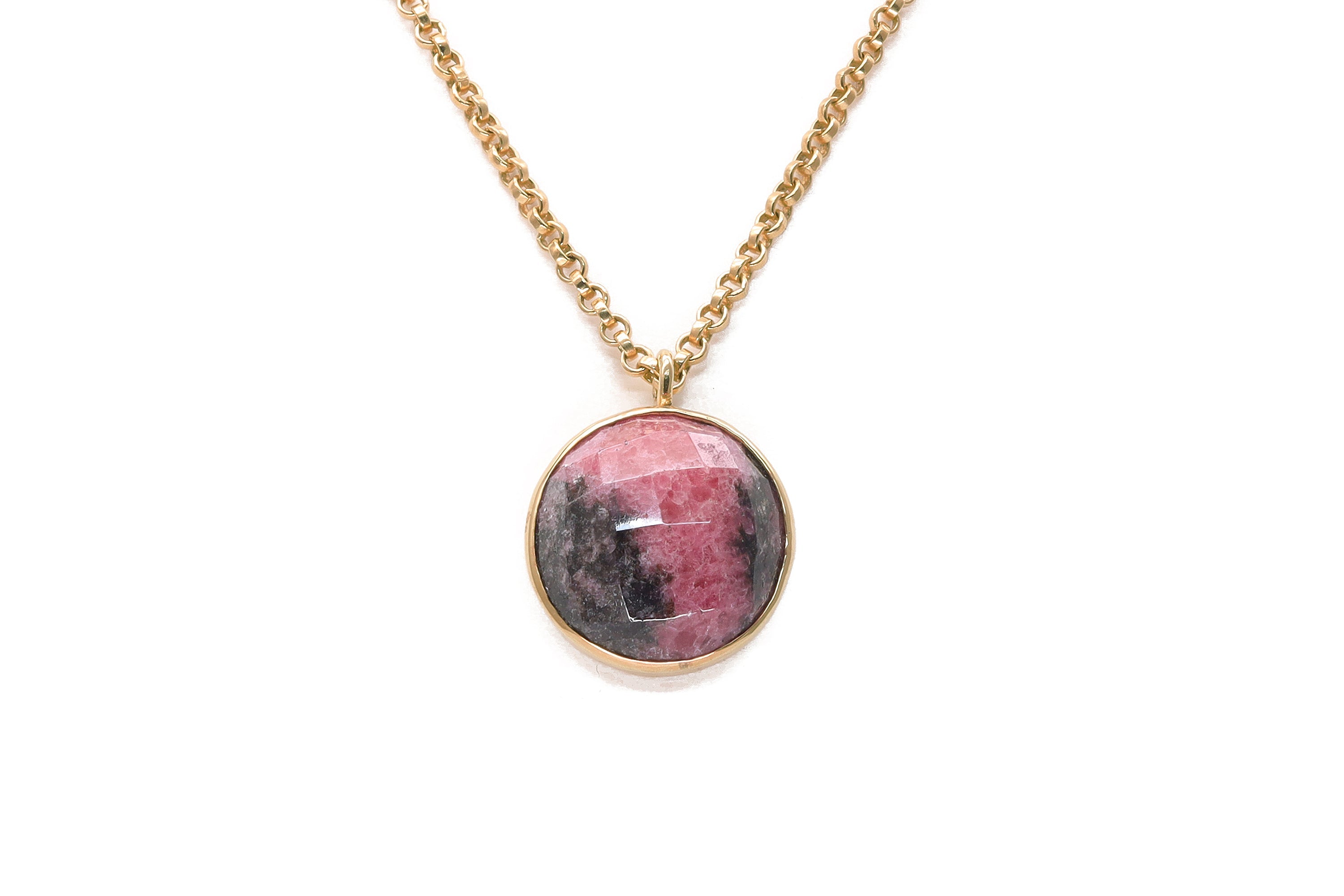 Bezel Set 14k Gold Filled Rhodonite Necklace necklaces Anemone Limited