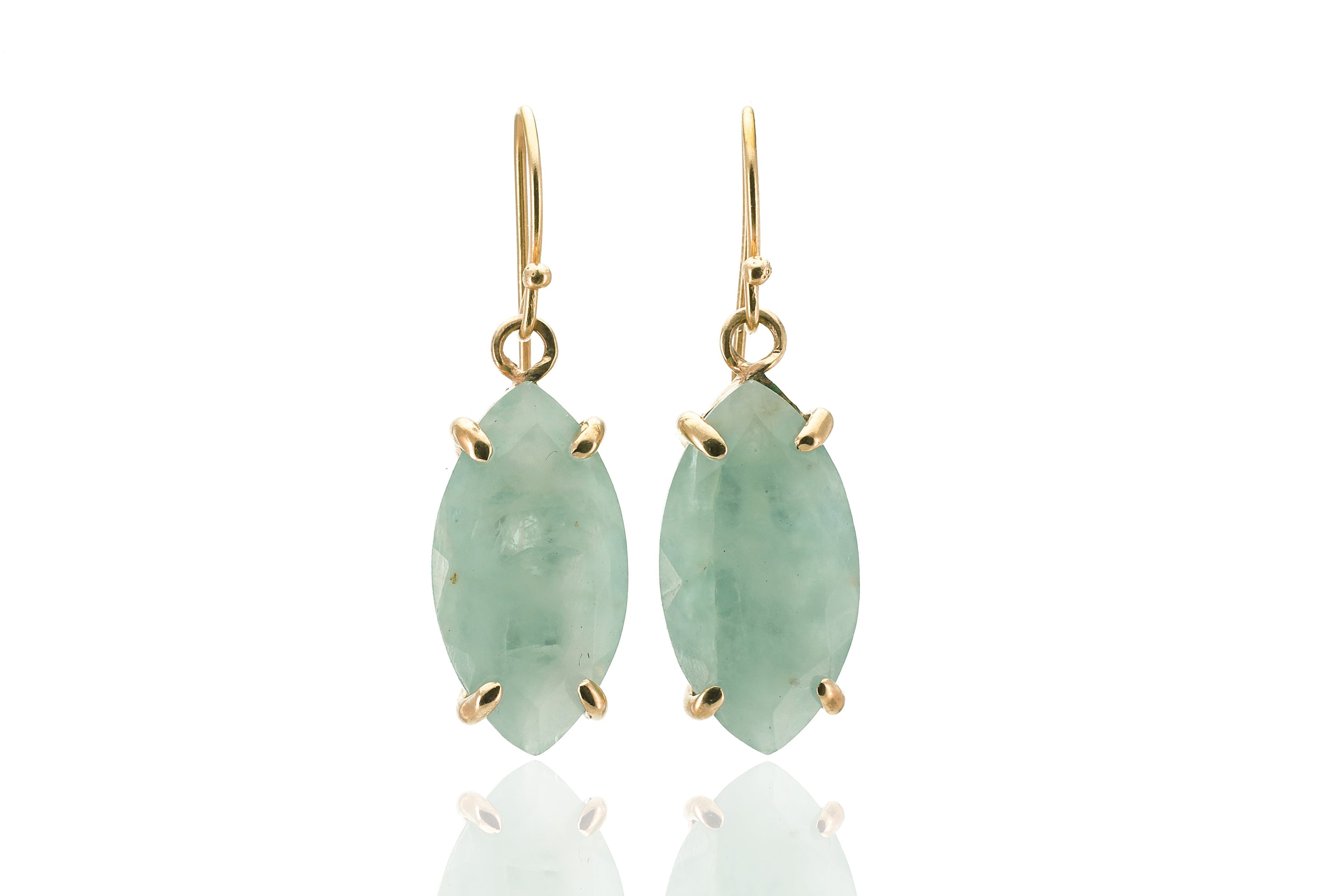 Marquise Cut Aquamarine Gemstone Gold Earrings Earrings Anemone Jewelry