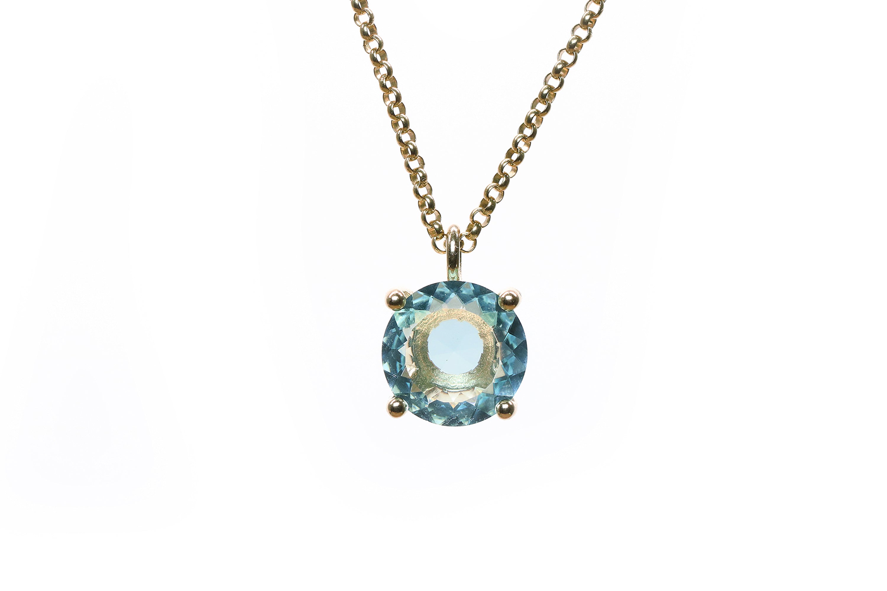Lovely Blue Topaz Gold Pendant Necklace necklaces Anemone Unique