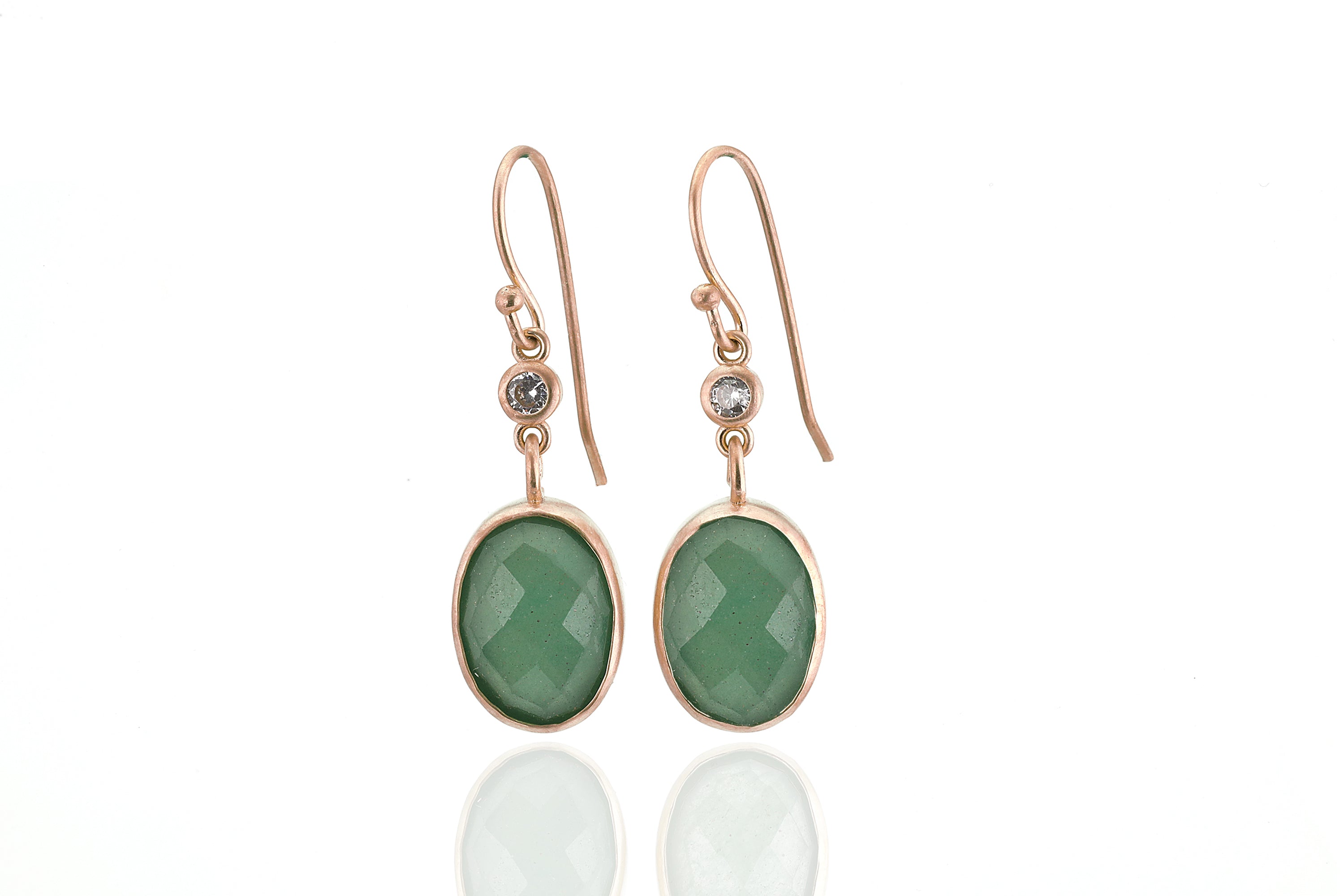 Green Aventurine Two-Part Gold Earrings Earrings Anemone Limited