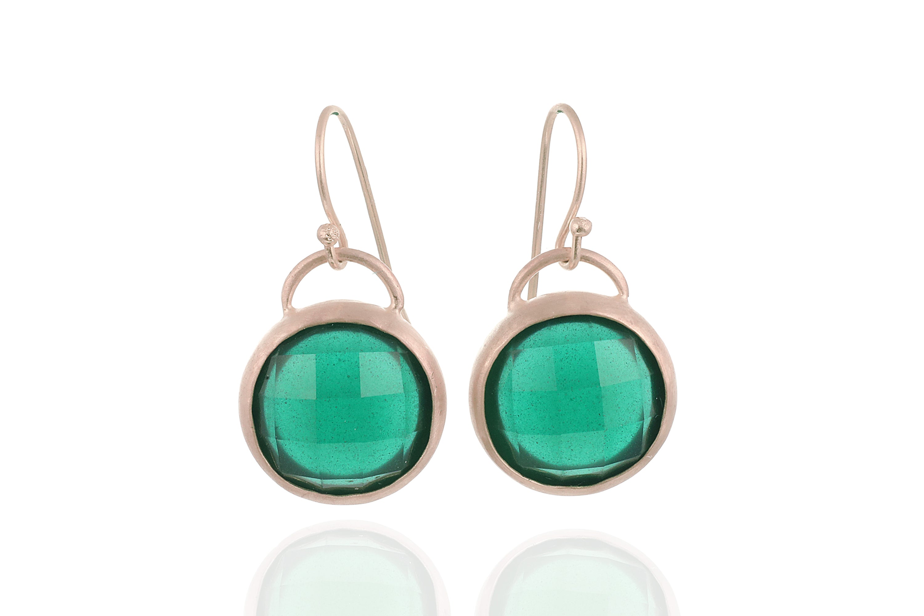 Bezel Dangle Green Onyx Earrings in 14k Gold Earrings Anemone Limited