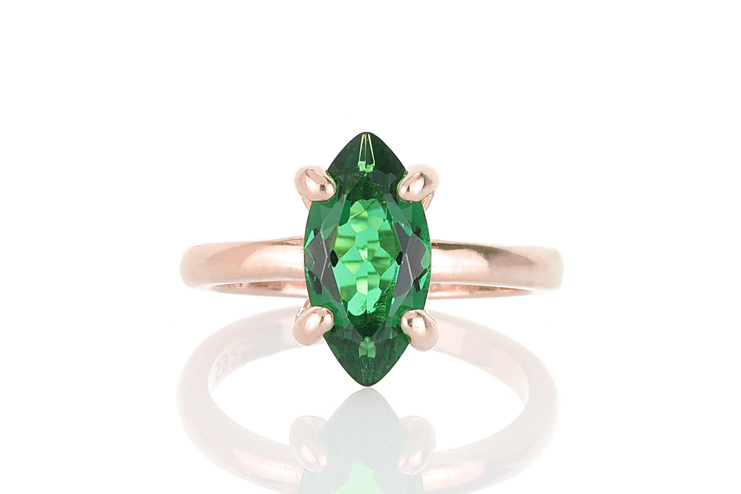 Timeless Emerald Birthstone Ring in Rose Gold Rings Anemone Unique