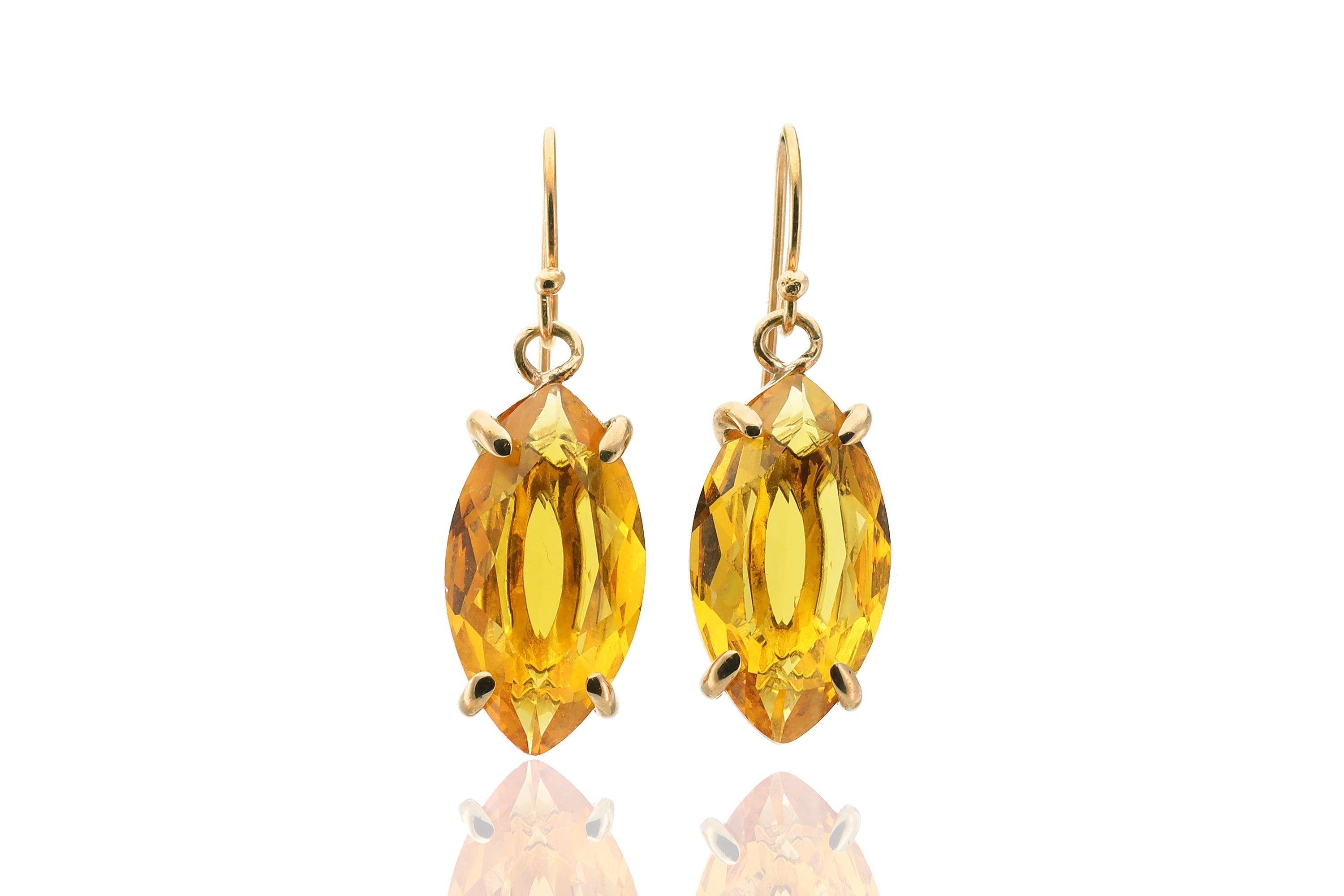 Citrine Marquise Long Dangle Gold Filled Earrings Earrings Anemone Jewelry