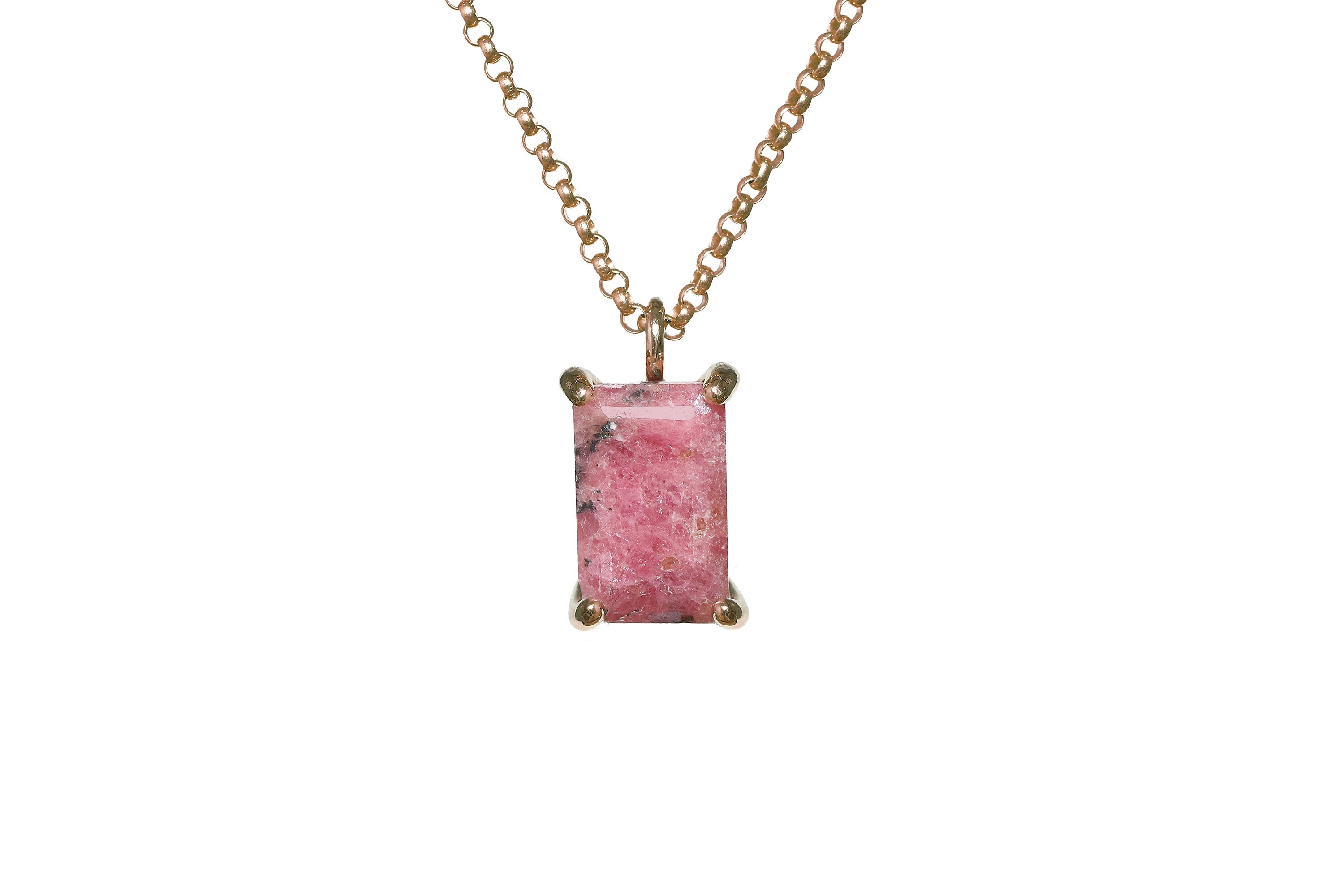 Amazing Rhodonite Crystal Necklace in Gold necklaces Anemone Unique