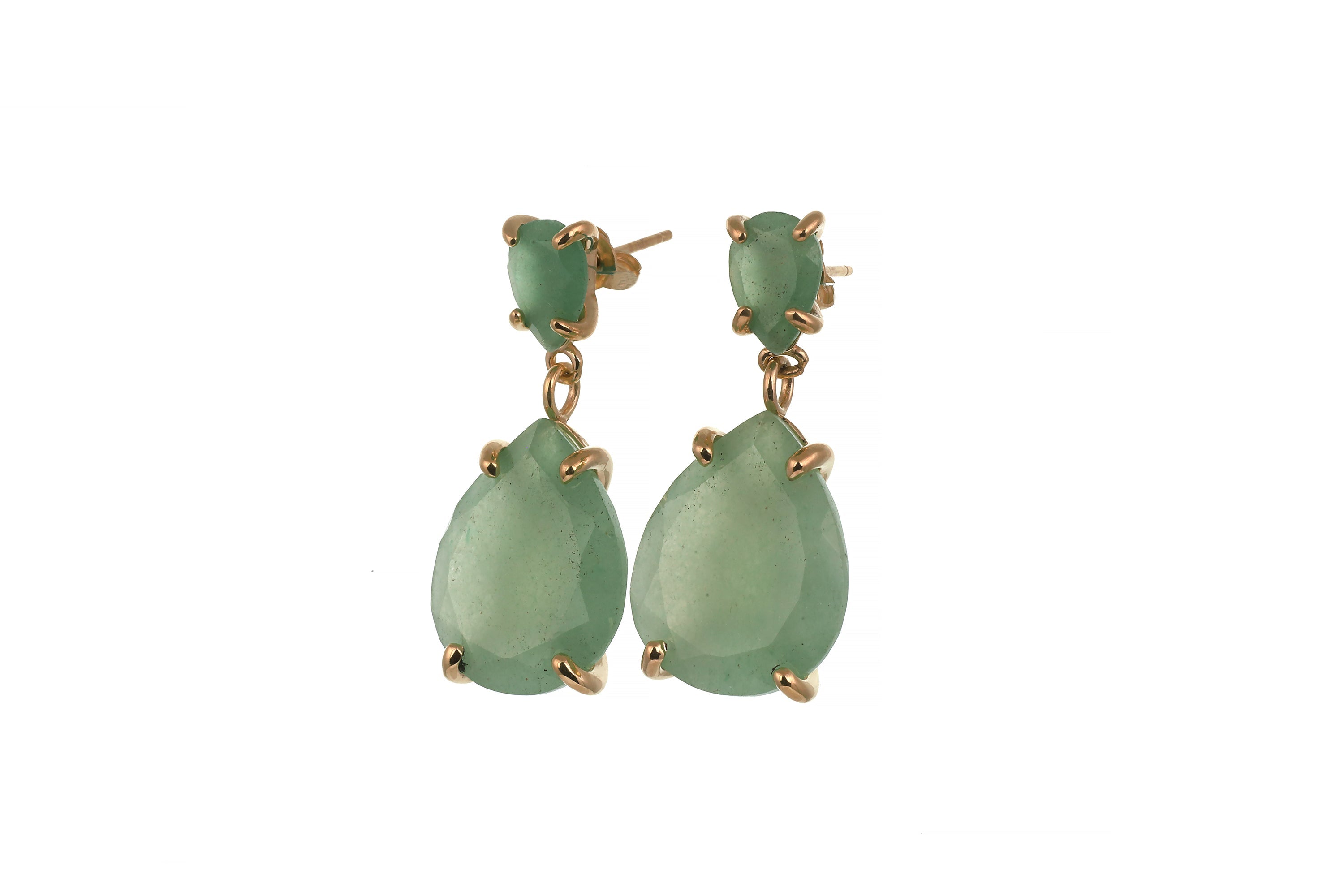 14k Gold Green Aventurine Multi Stone Earrings Earrings Anemone Jewelry