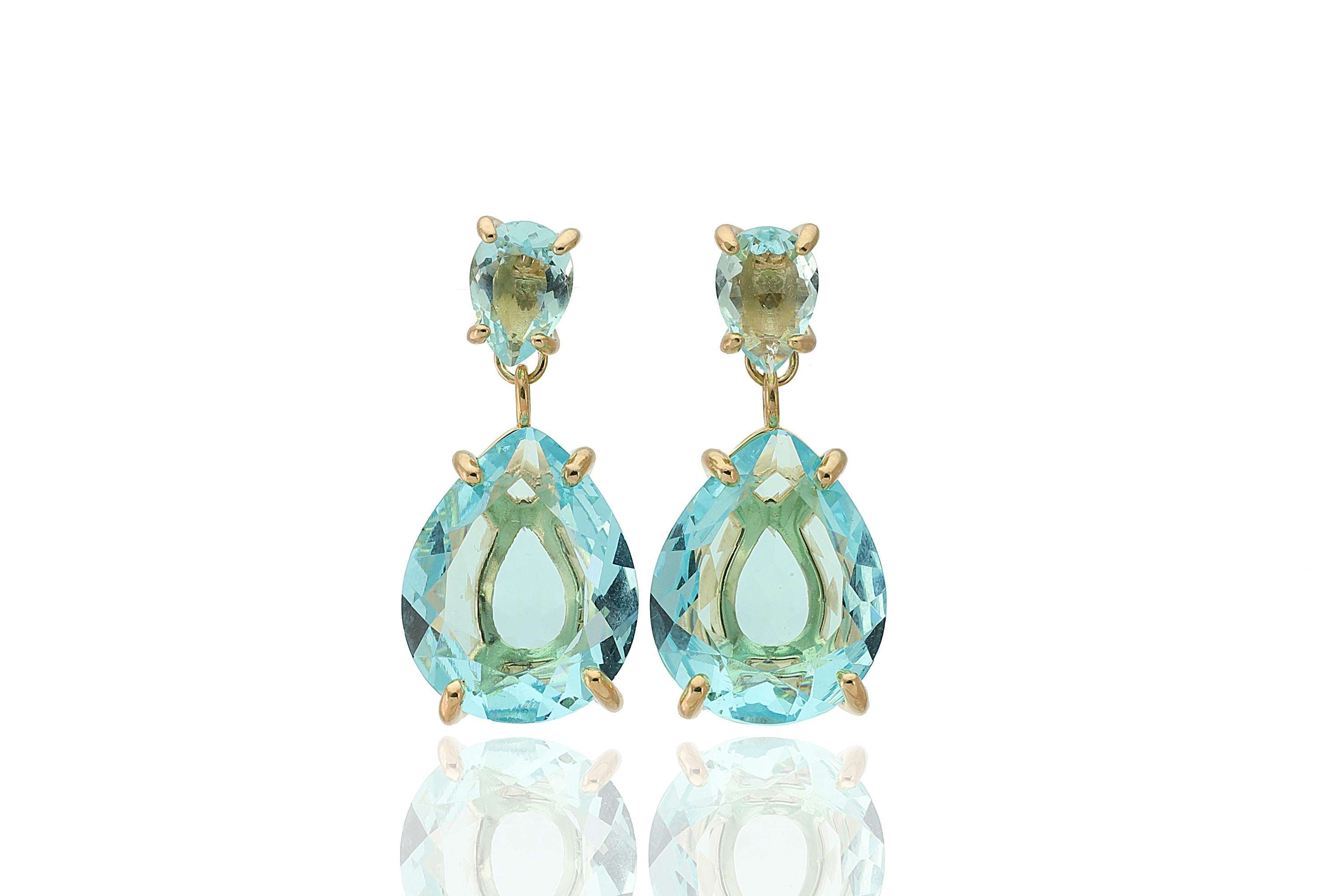 Blue Topaz Gold Pear Earrings Earrings Anemone Jewelry