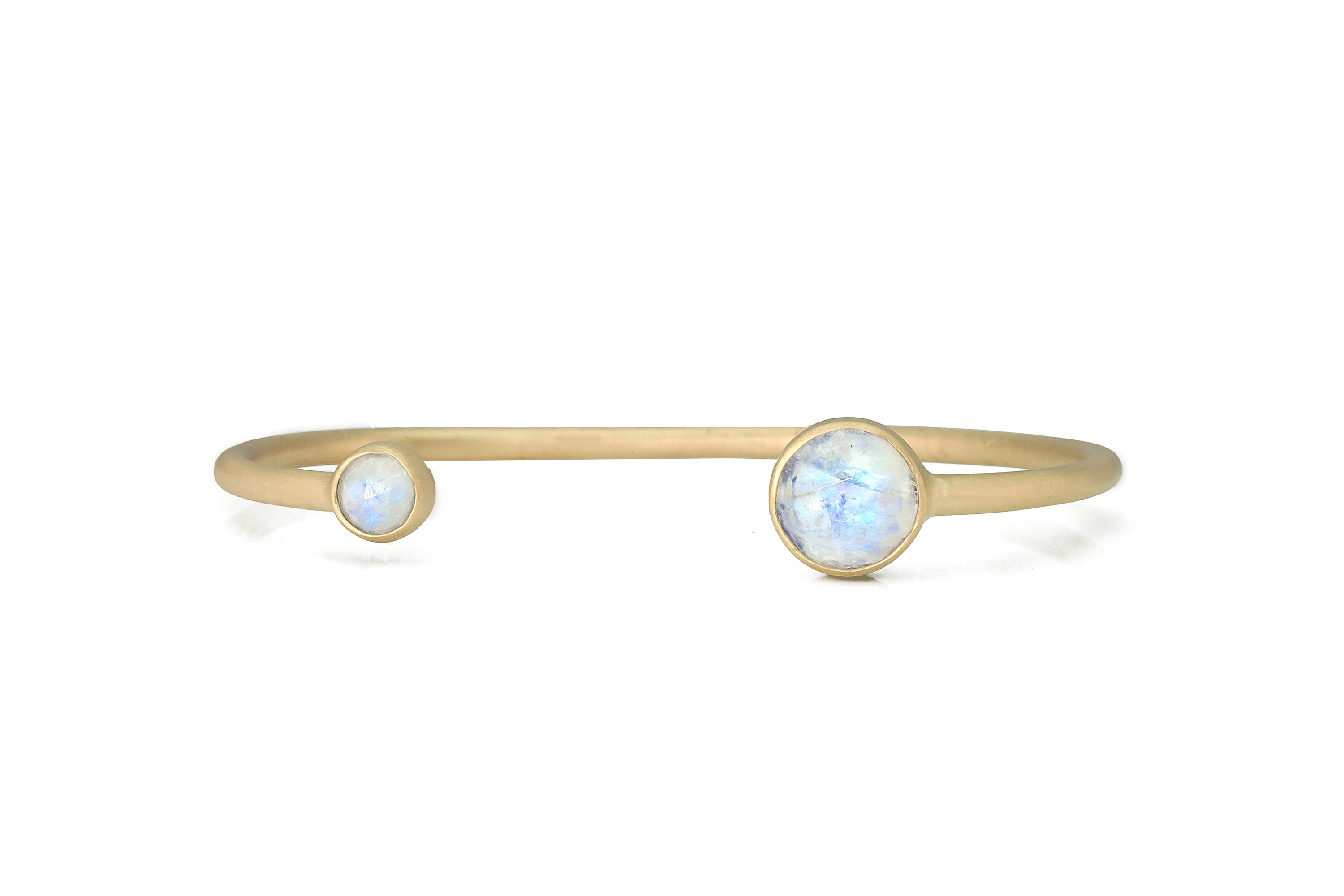 Multistone Bezel Set Rainbow Moonstone Cuff Bracelet in Gold Bracelets Anemone Limited