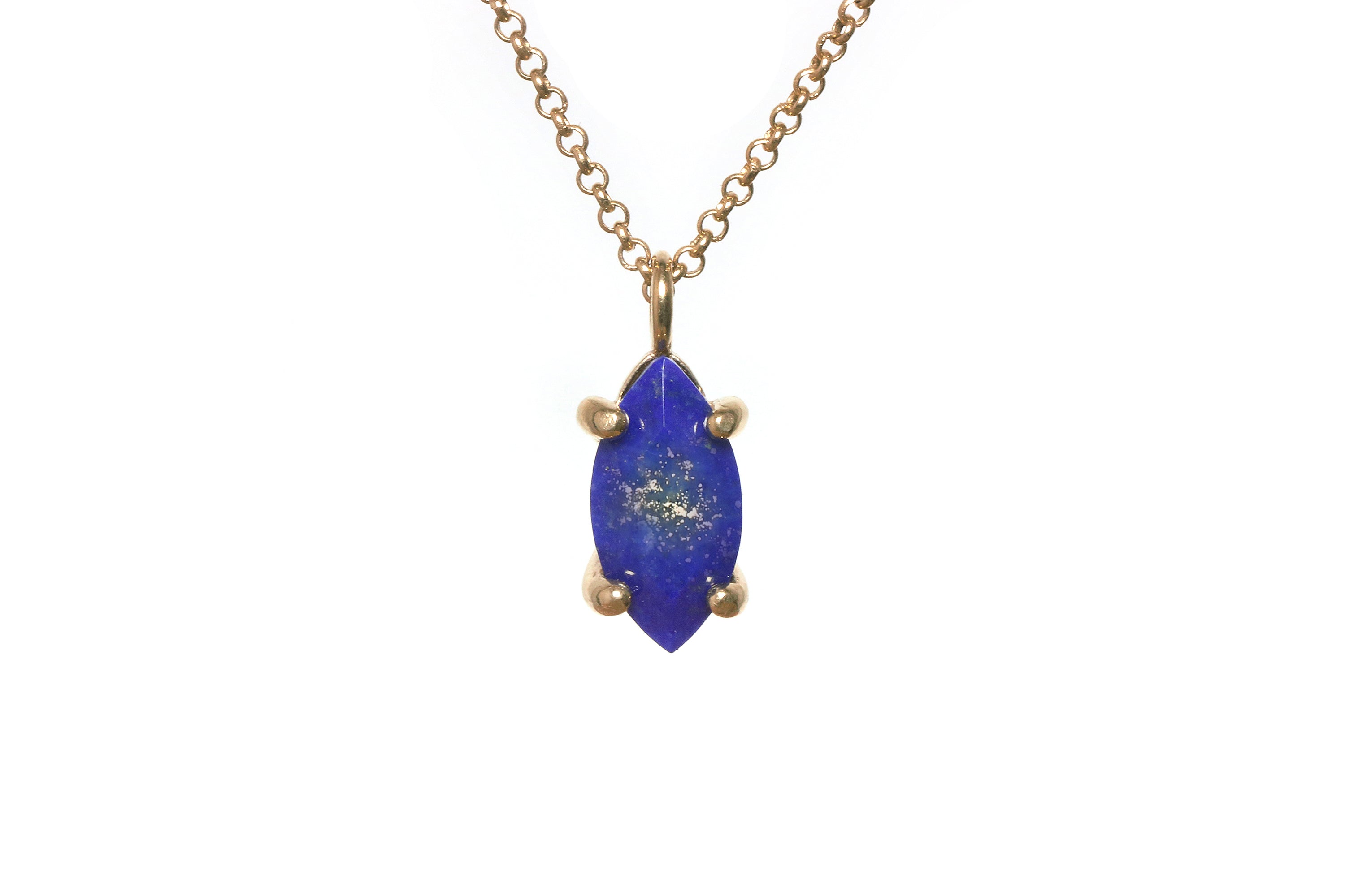 Marquise Lapis Lazuli Pendant Gold Necklace necklaces Anemone Unique