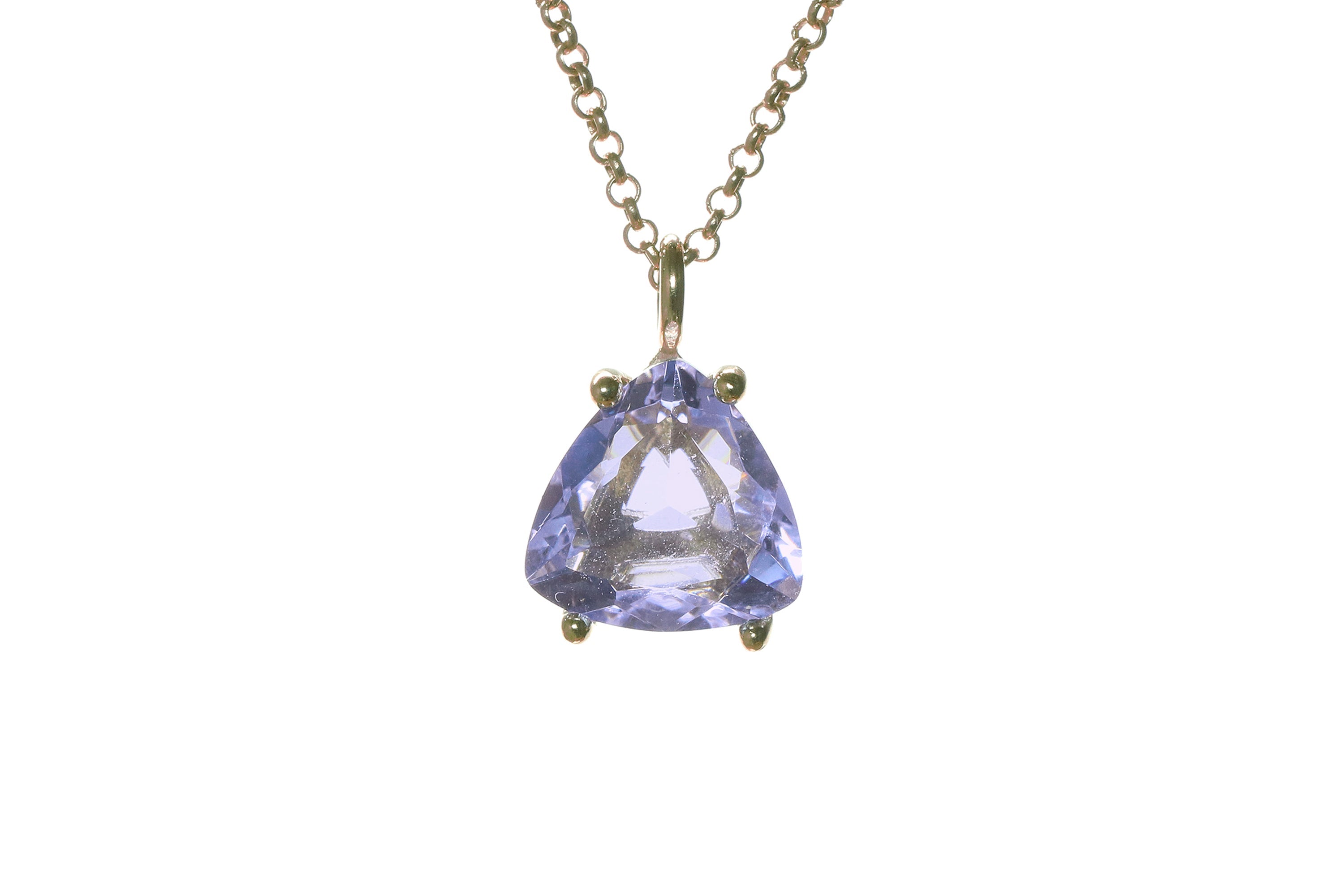 Delicate Triangle Tanzanite Necklace in Gold necklaces Anemone Unique