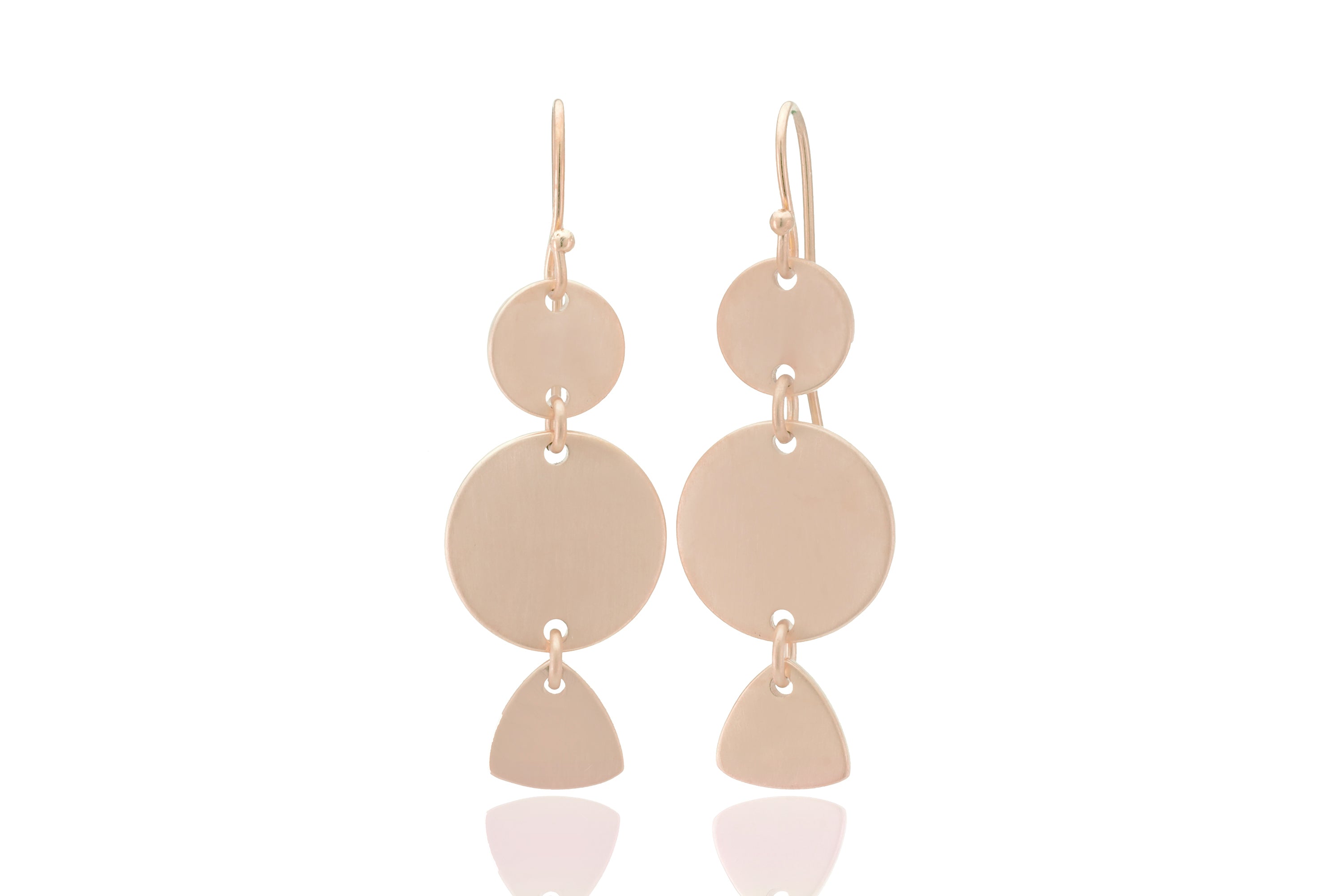 Gold Geometrical Dangle Earrings with 3 Coins Earrings Anemone Jewelry