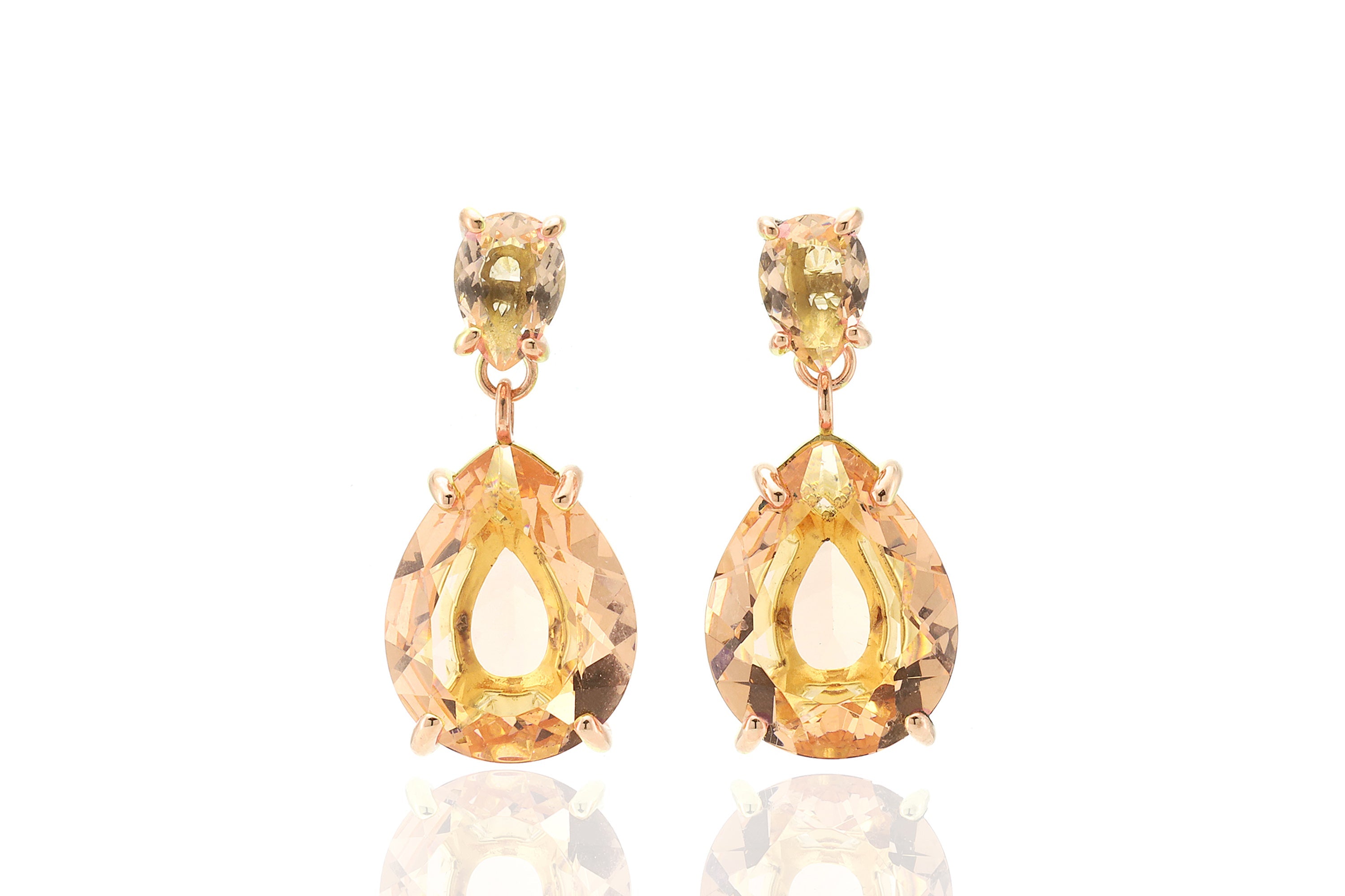 Pear Morganite Long Multi-Stone Gold Earrings Earrings Anemone Jewelry
