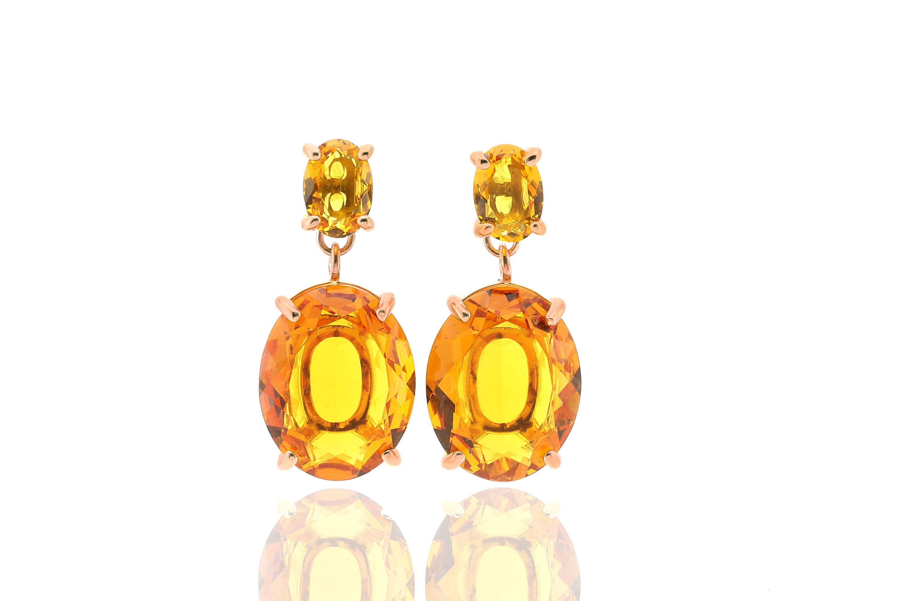 Handmade Multi-Stone Citrine Oval Cut Gold Earrings Earrings Anemone Jewelry