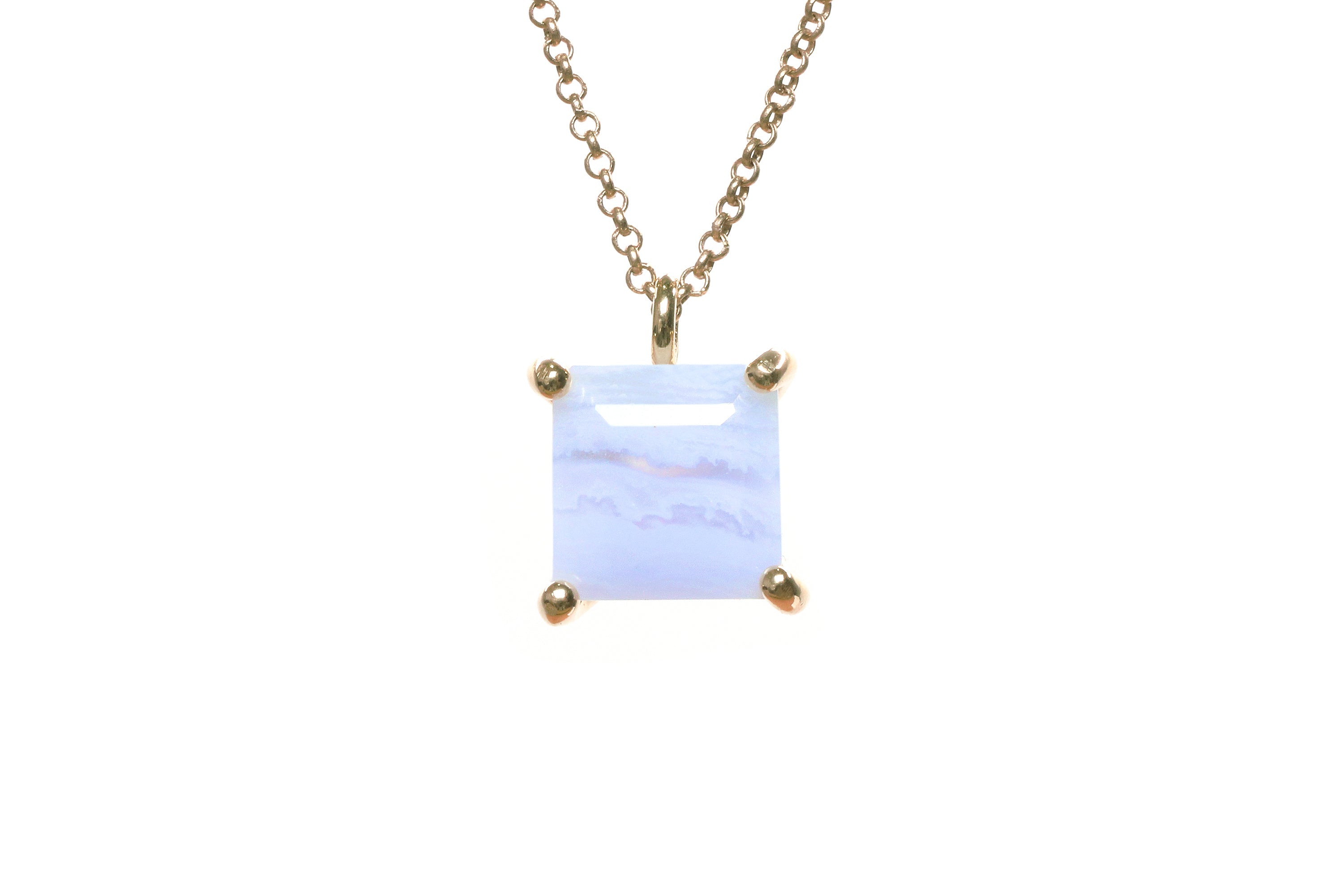 Adorable Gold Blue Lace Agate Necklace necklaces Anemone Unique
