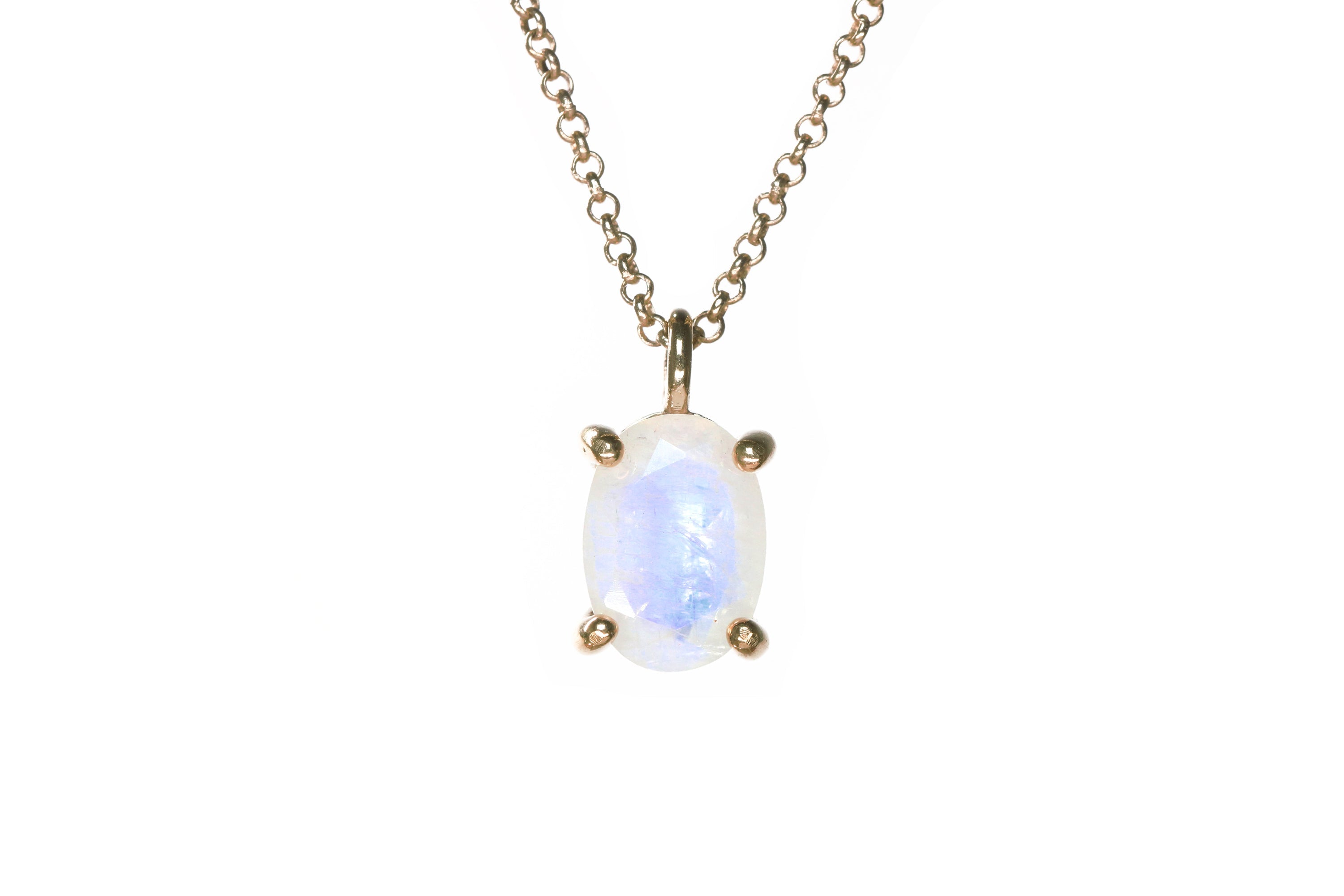 Oval Moonstone Gemstone Pendant Gold Necklace necklaces Anemone Unique