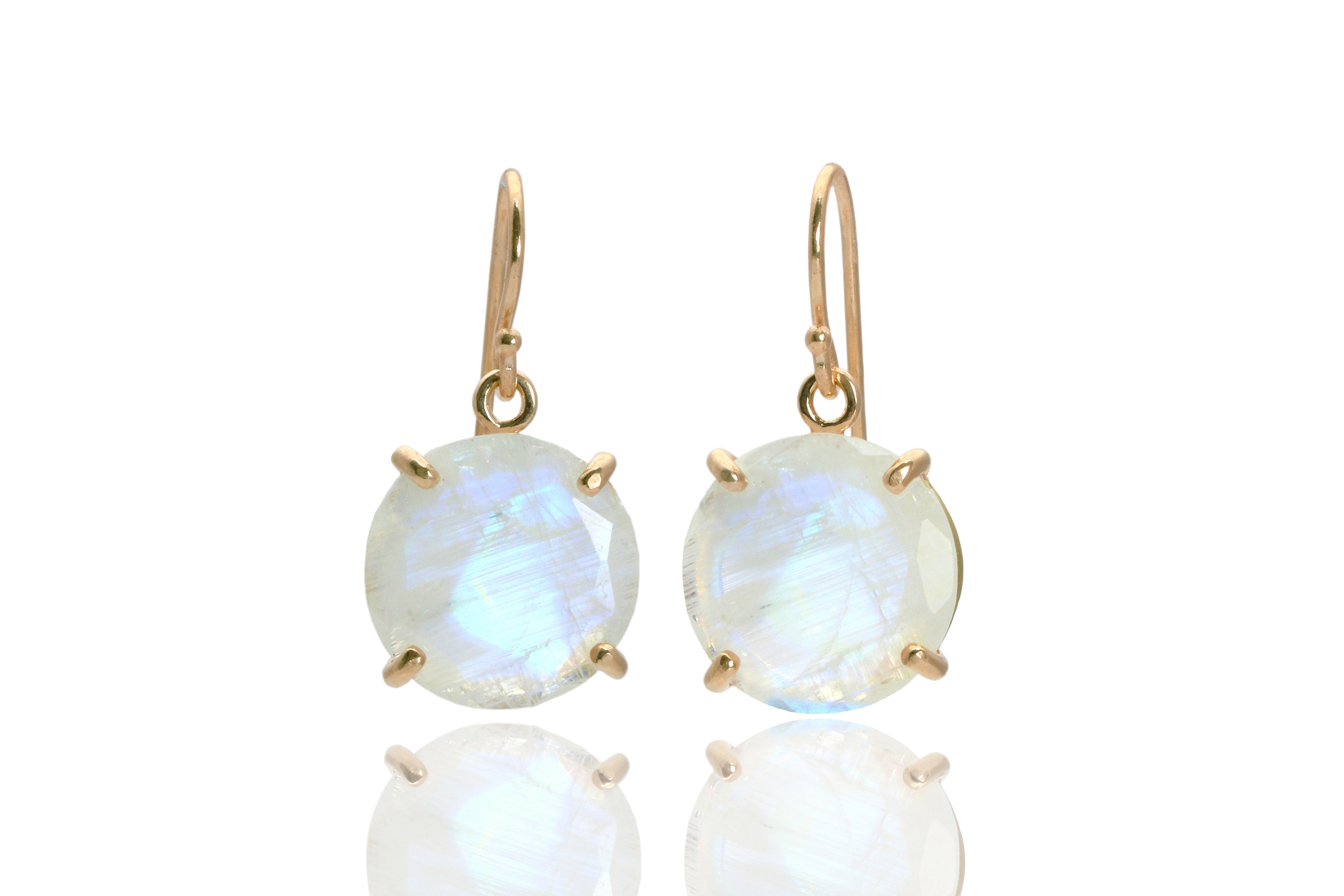 Artisan Moonstone 14k Gold Dangle Earrings Earrings Anemone Jewelry