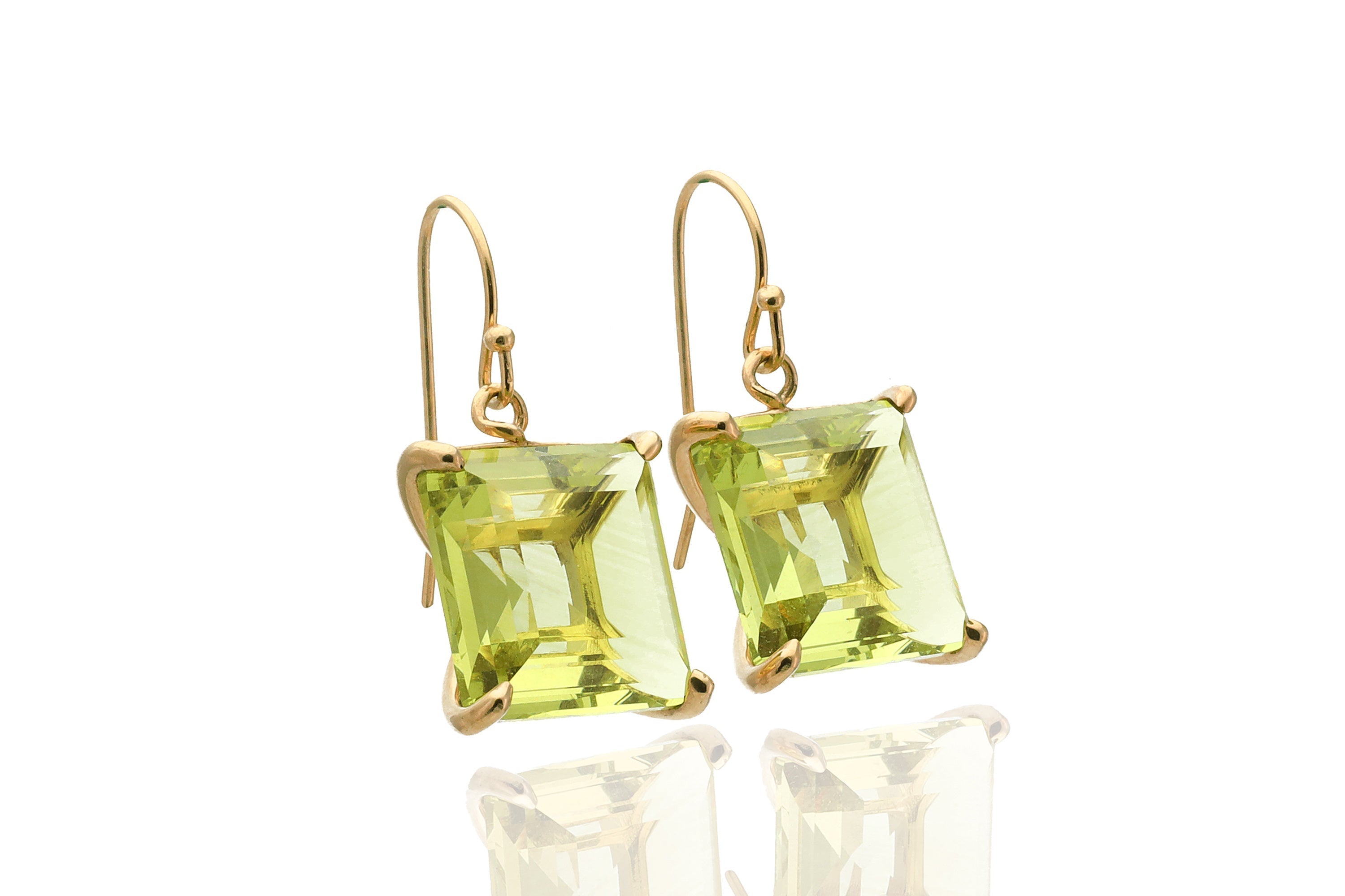 Lemon Quartz Square Bridal Gold Earrings Earrings Anemone Jewelry