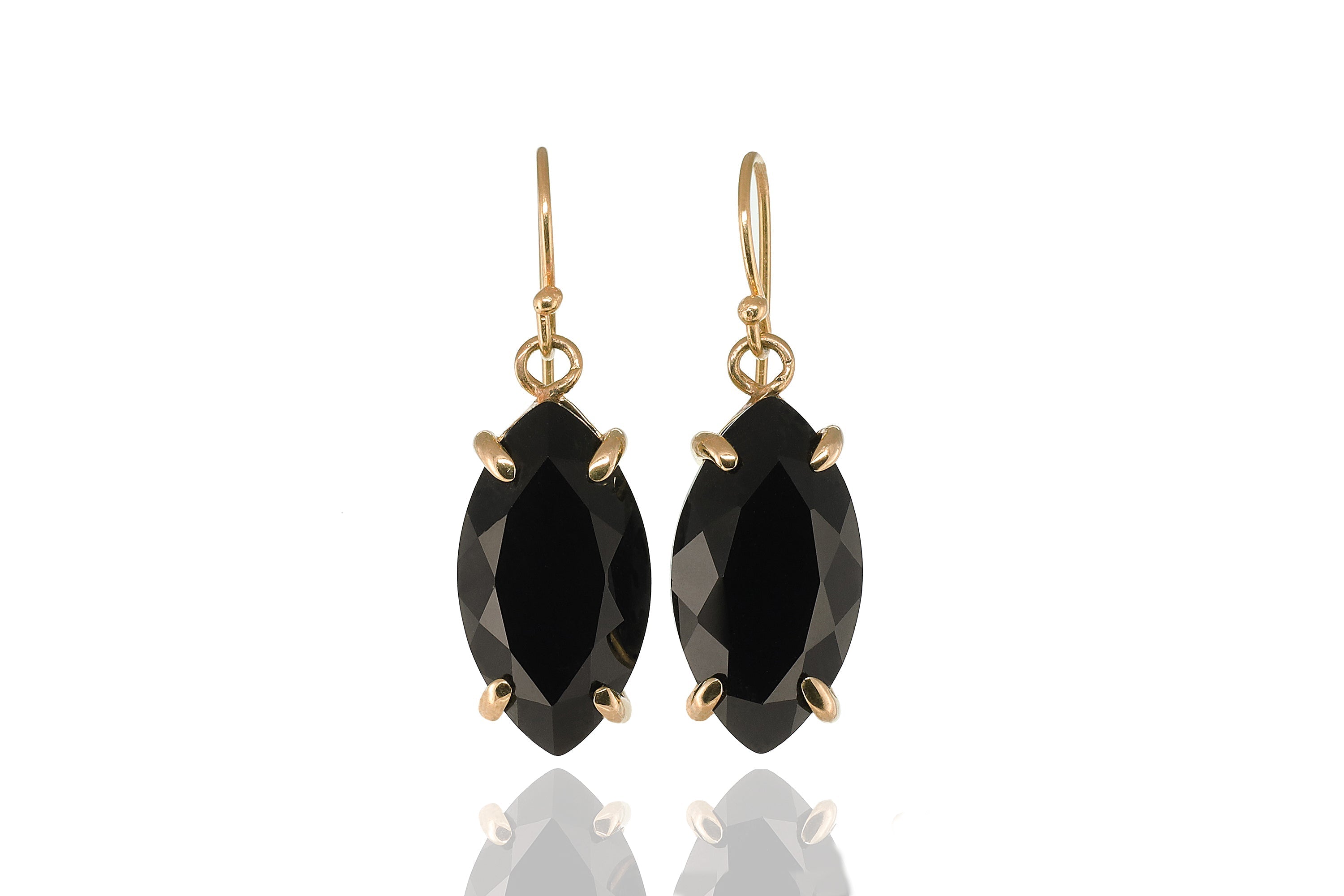 Marquise Black Onyx 14k Gold Earrings Earrings Anemone Jewelry
