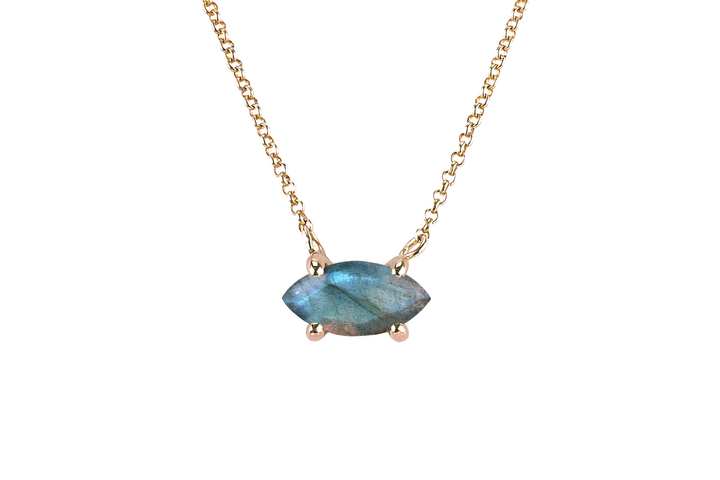 Labradorite Marquise Cut Pendant Gold Necklace necklaces Anemone Unique