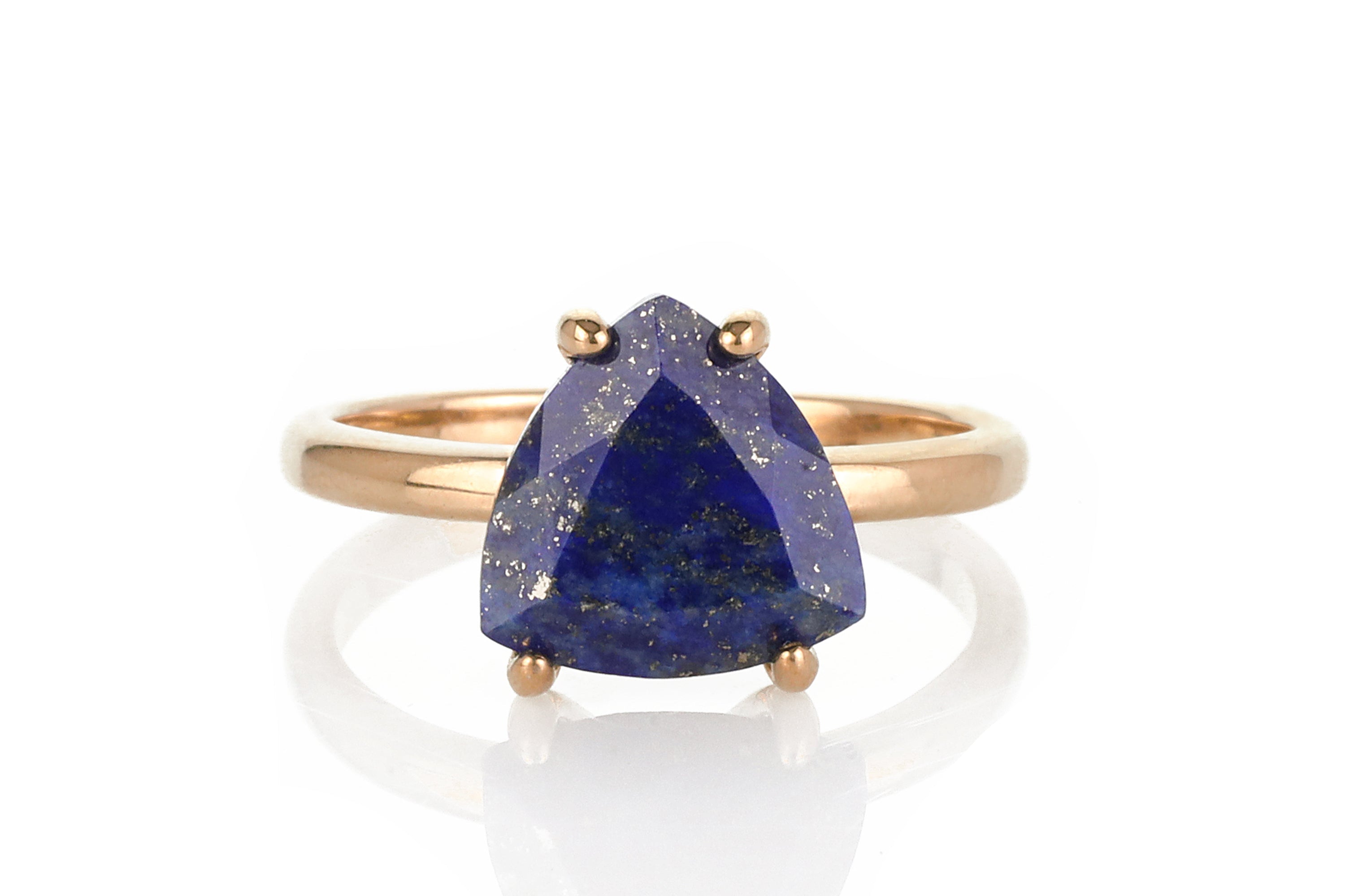Shiny Rose Gold Lapis Lazuli Ring Rings Anemone Unique
