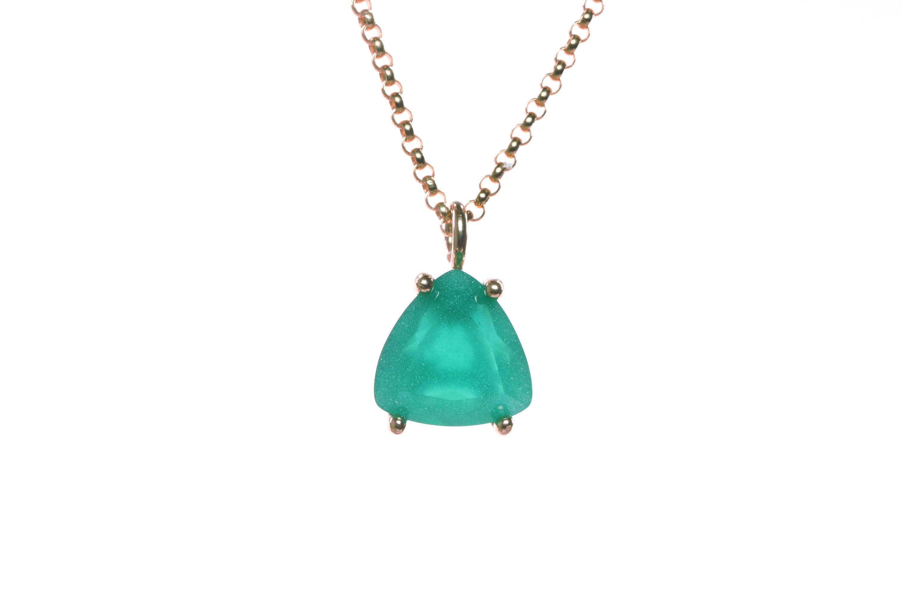 Gold Trillion Green Onyx Gemstone Pendant Necklace necklaces Anemone Unique