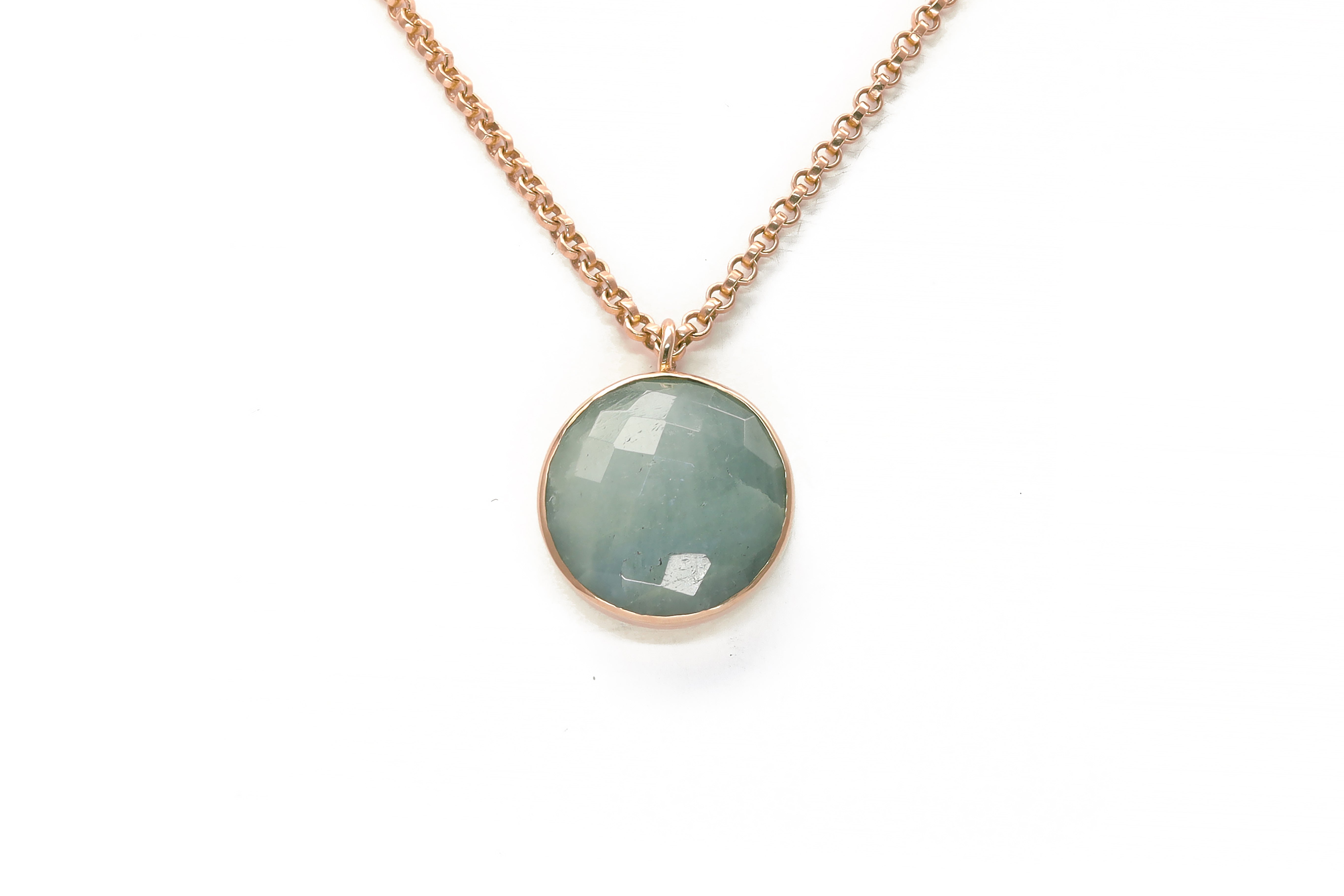 Aquamarine Gemstone Bezel Set Necklace in Gold necklaces Anemone Limited