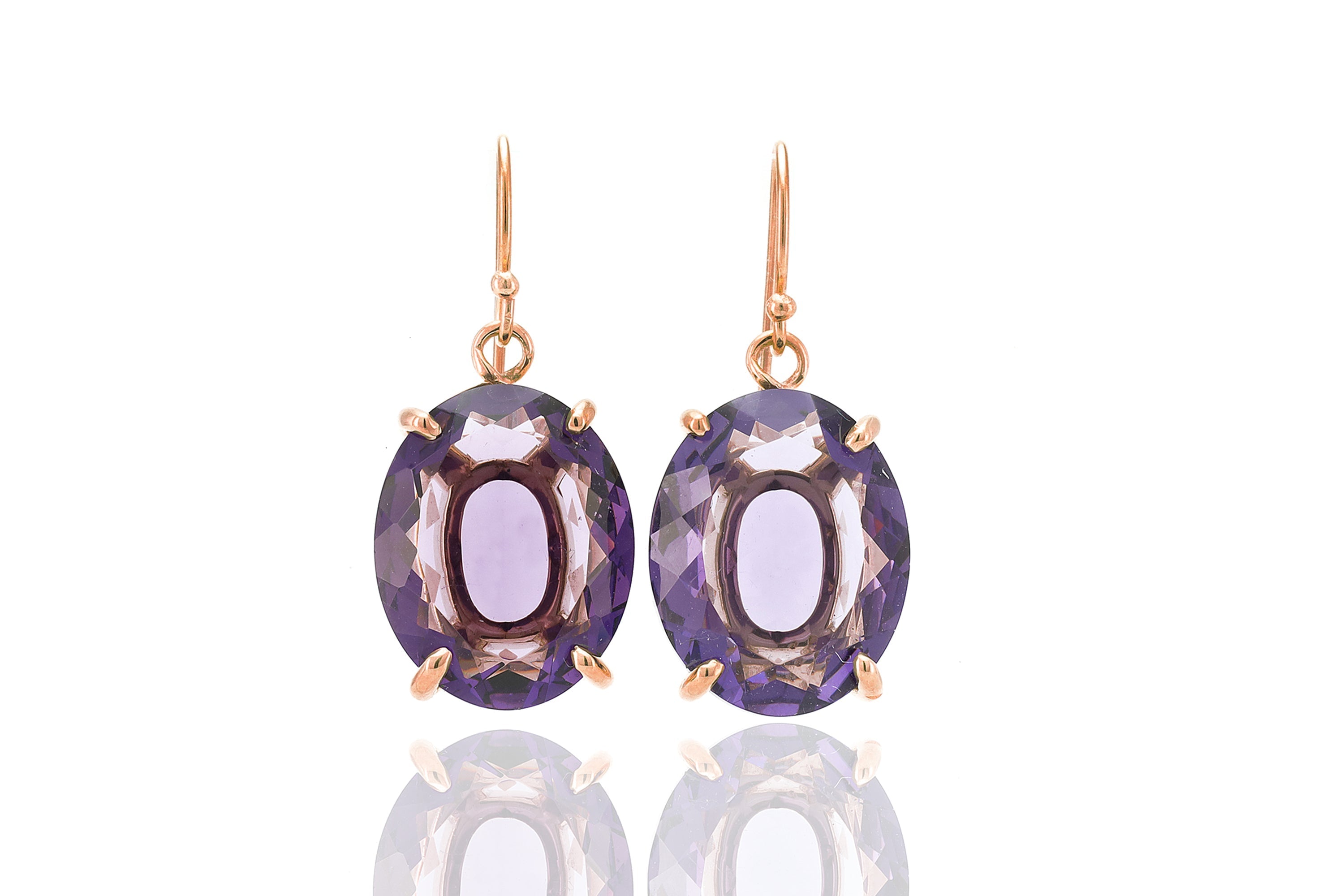 Amethyst Gold Oval Dangle Earrings for Women Earrings Anemone Jewelry