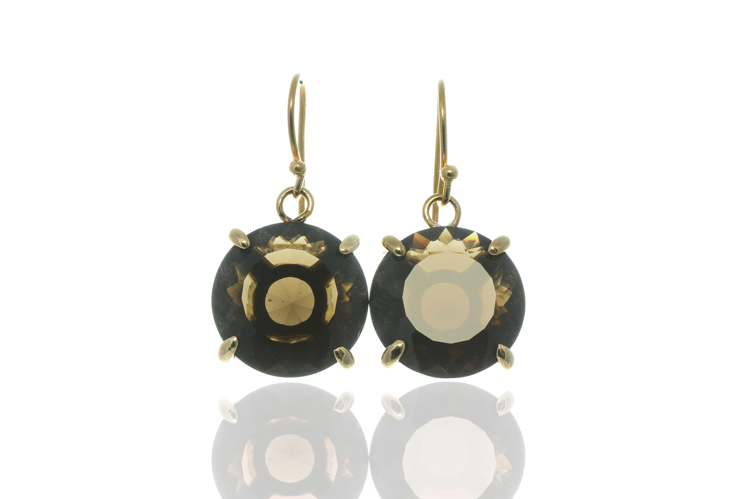 Lustrous Smoky Quartz Gold Earrings Earrings Anemone Jewelry