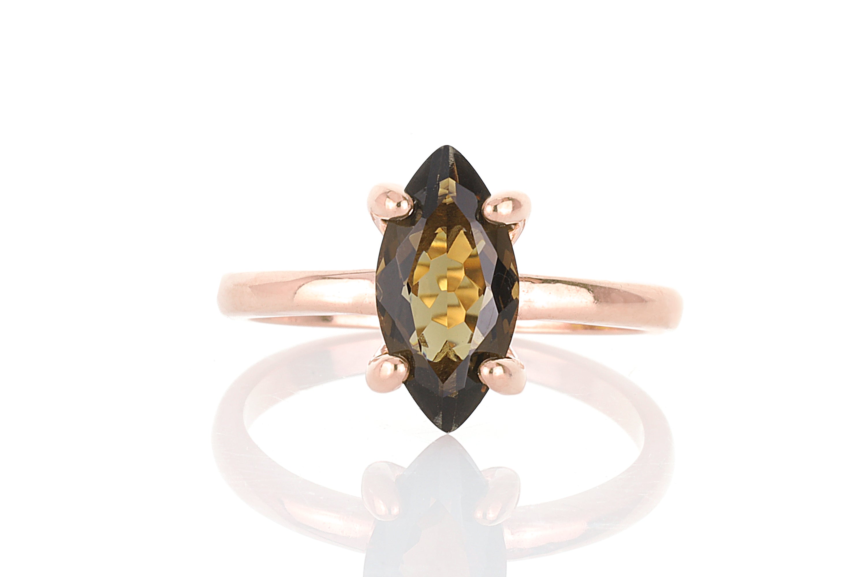 Rose Gold Ring with Smoky Quartz Gemstone Rings Anemone Unique