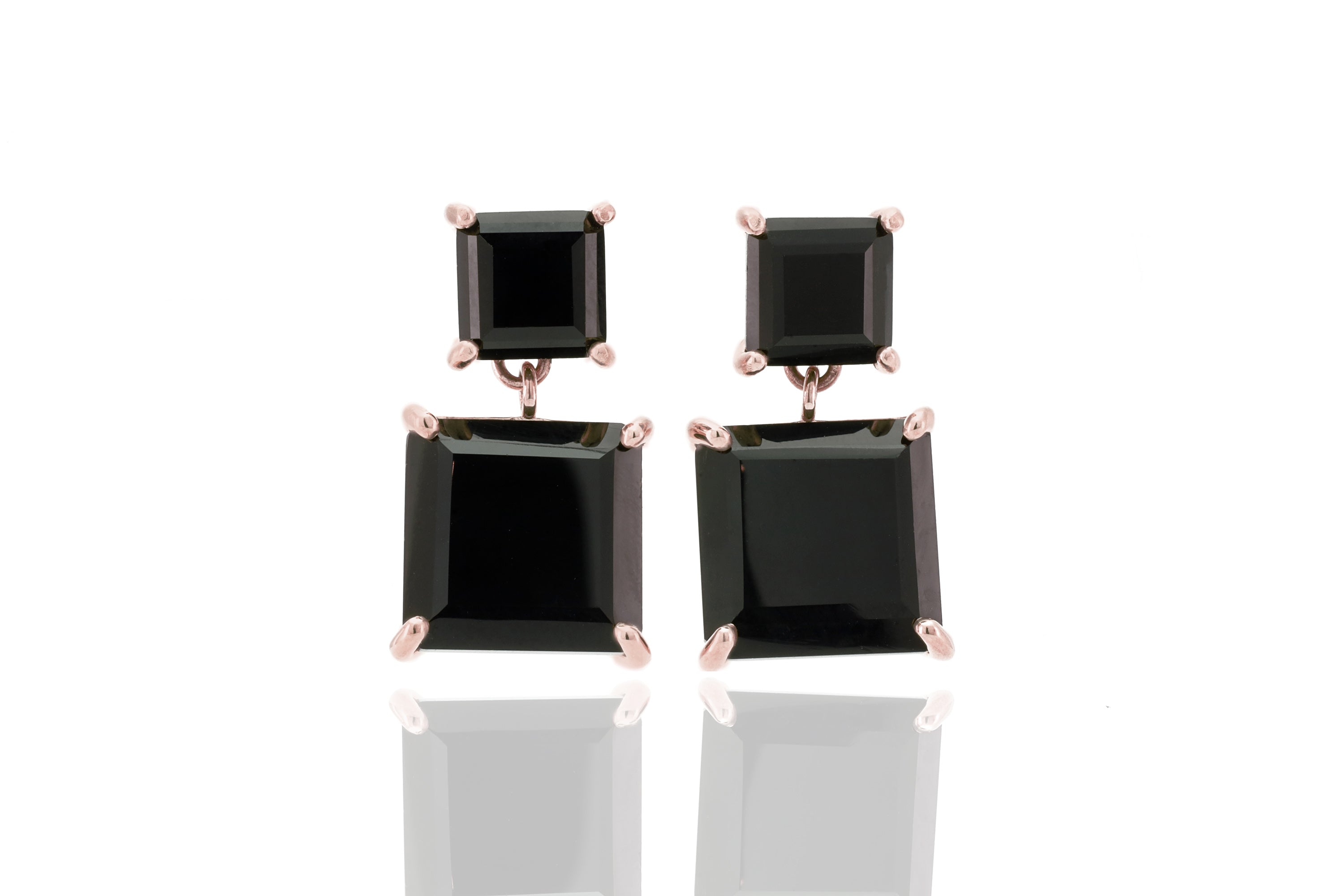 Long Black Onyx Gold Dangle Multi-Stone Earrings Earrings Anemone Jewelry