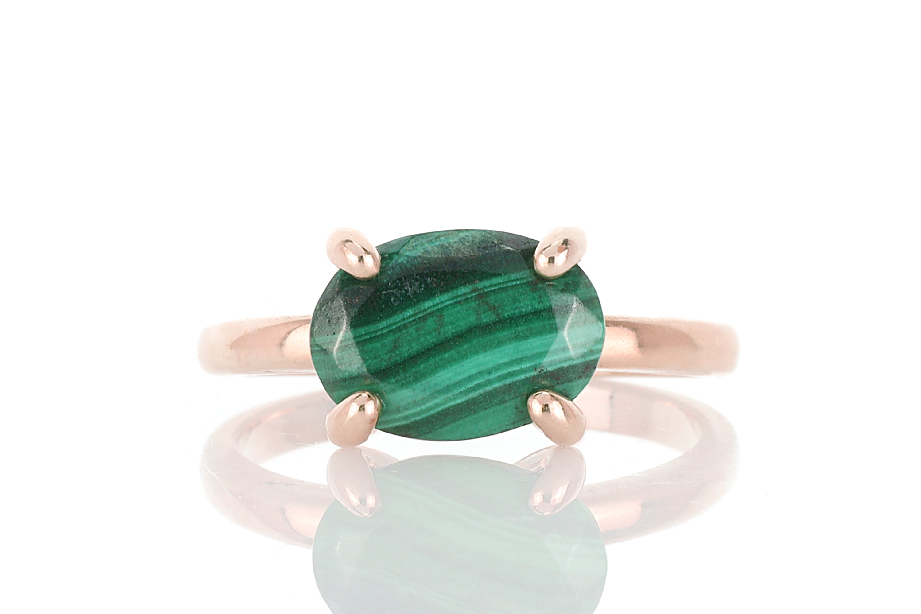 Green Malachite Gold Banded Ring Rings Anemone Unique
