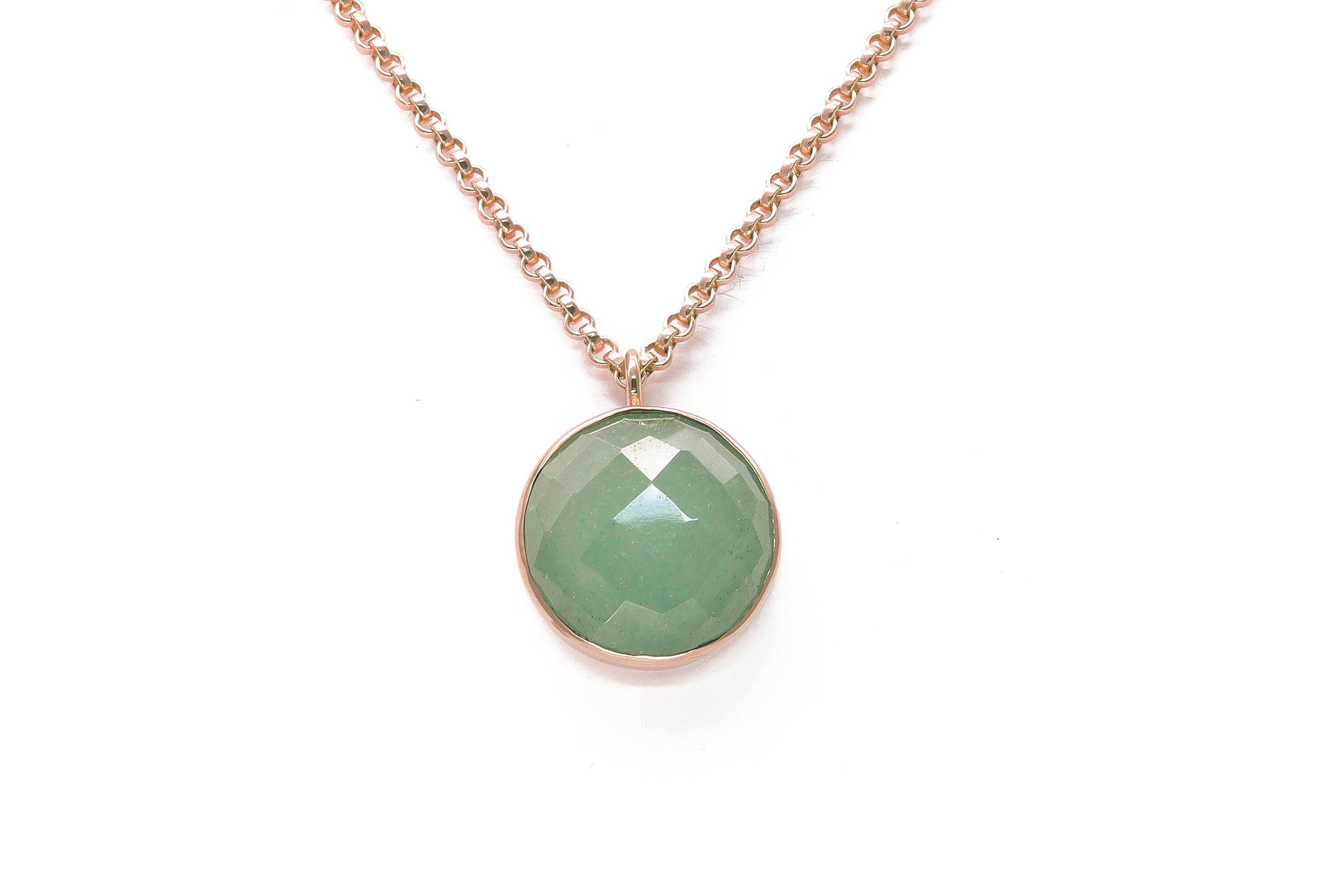 Green Aventurine Round Bezel Pendant Necklace necklaces Anemone Limited