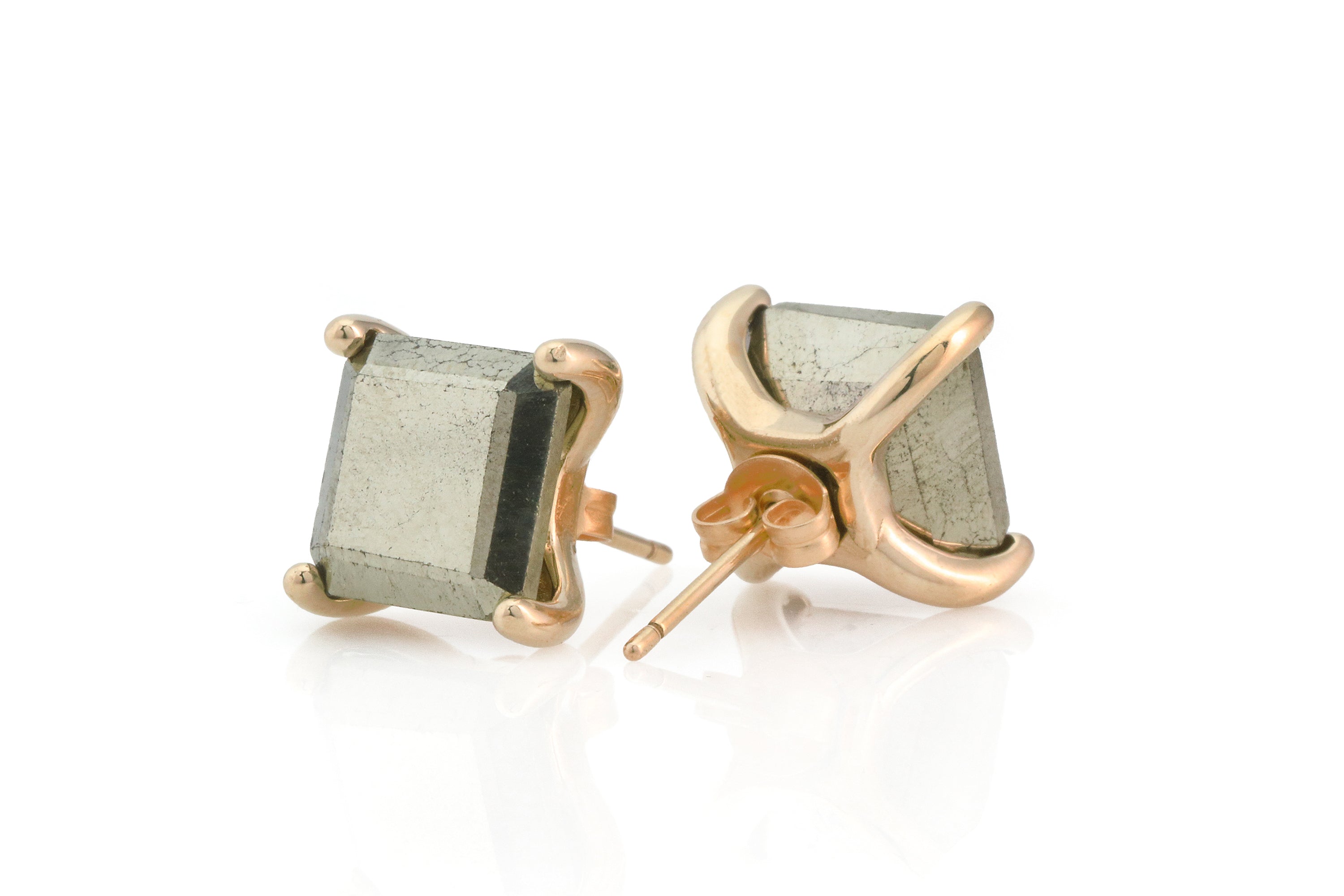 Square Pyrite Stone Gold Earrings Earrings Anemone Unique