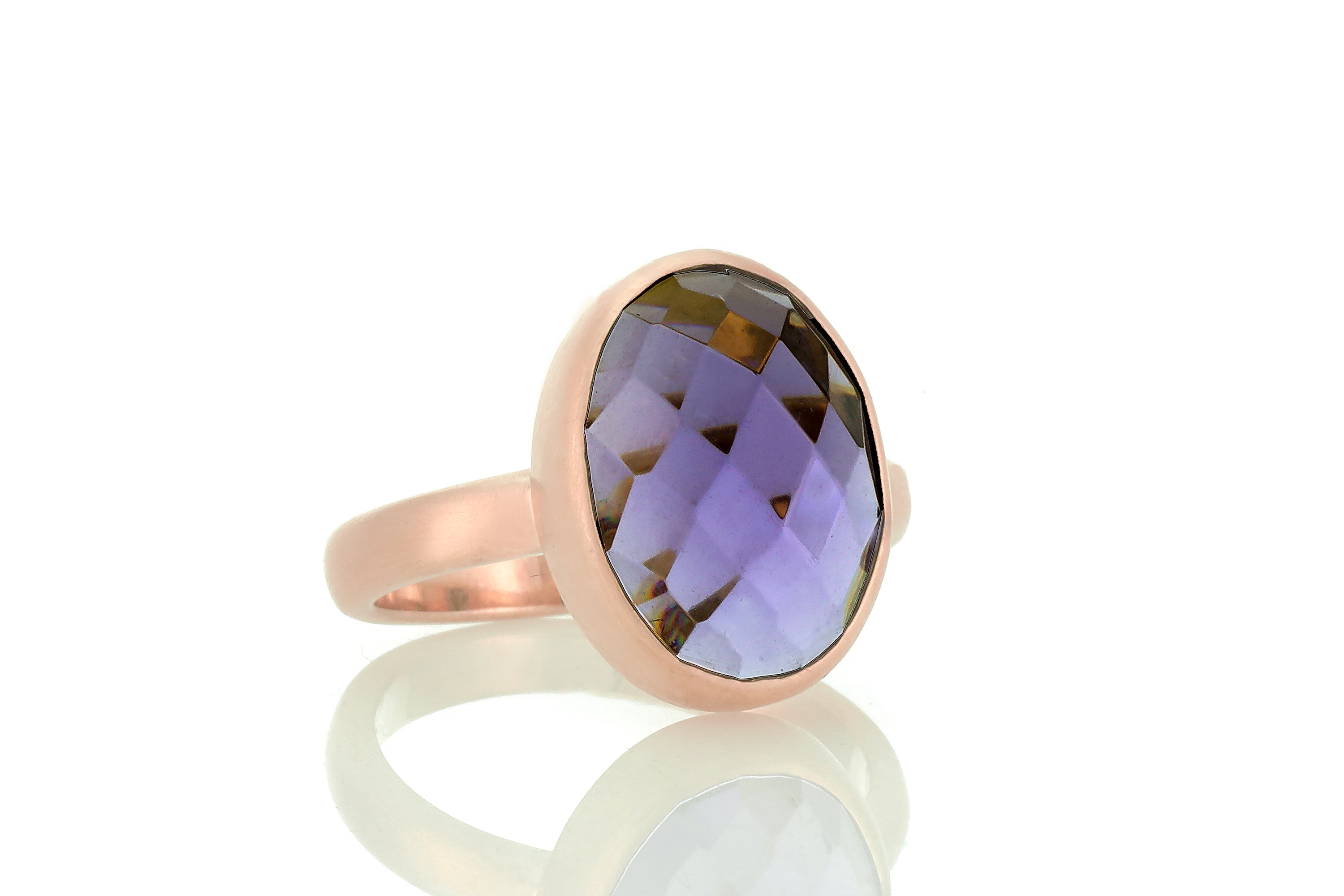 Gold Bezel Amethyst Oval Gemstone Ring Rings Anemone Limited