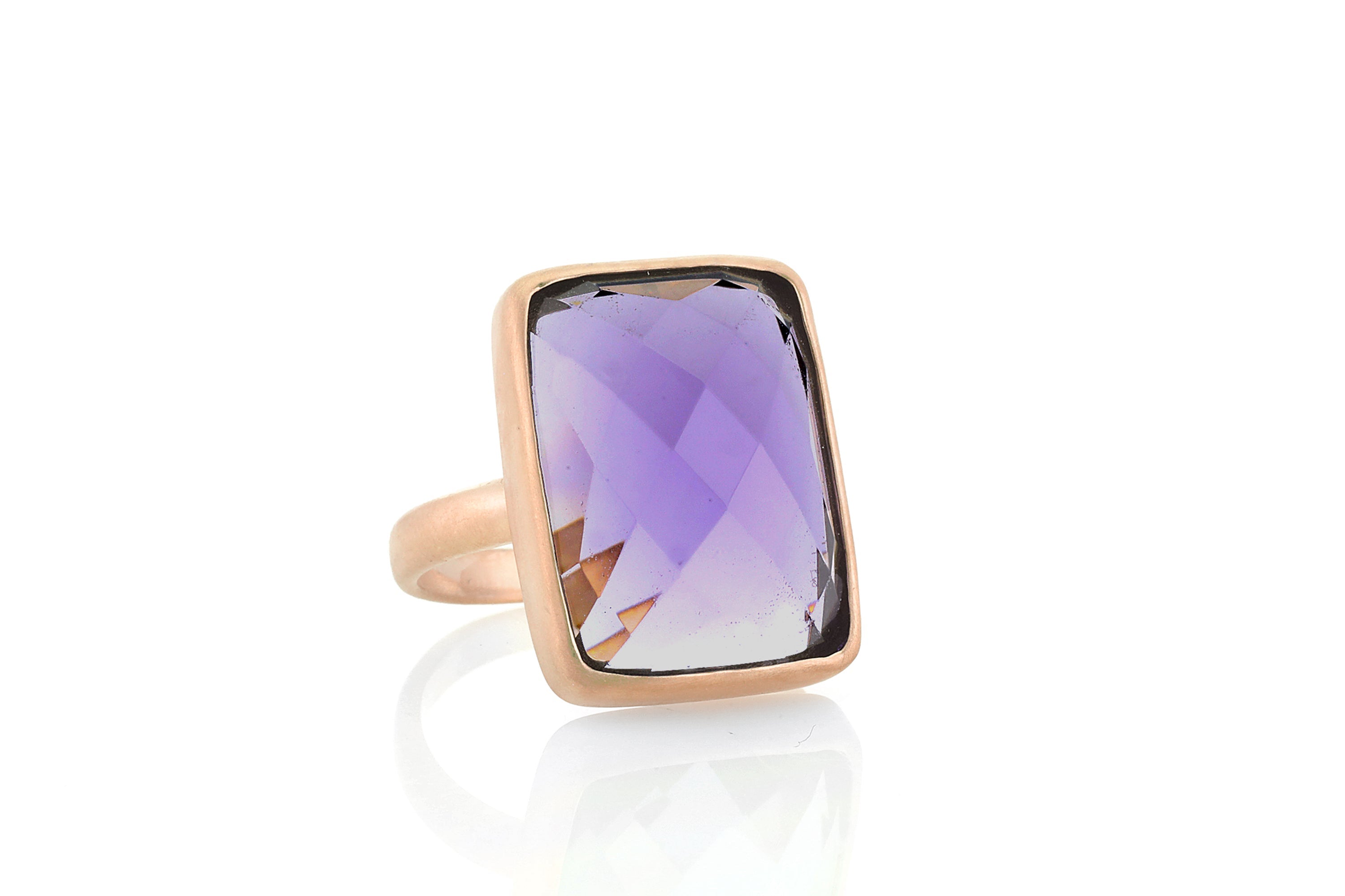 Bezel Set Rectangle Amethyst Gold Ring Rings Anemone Limited