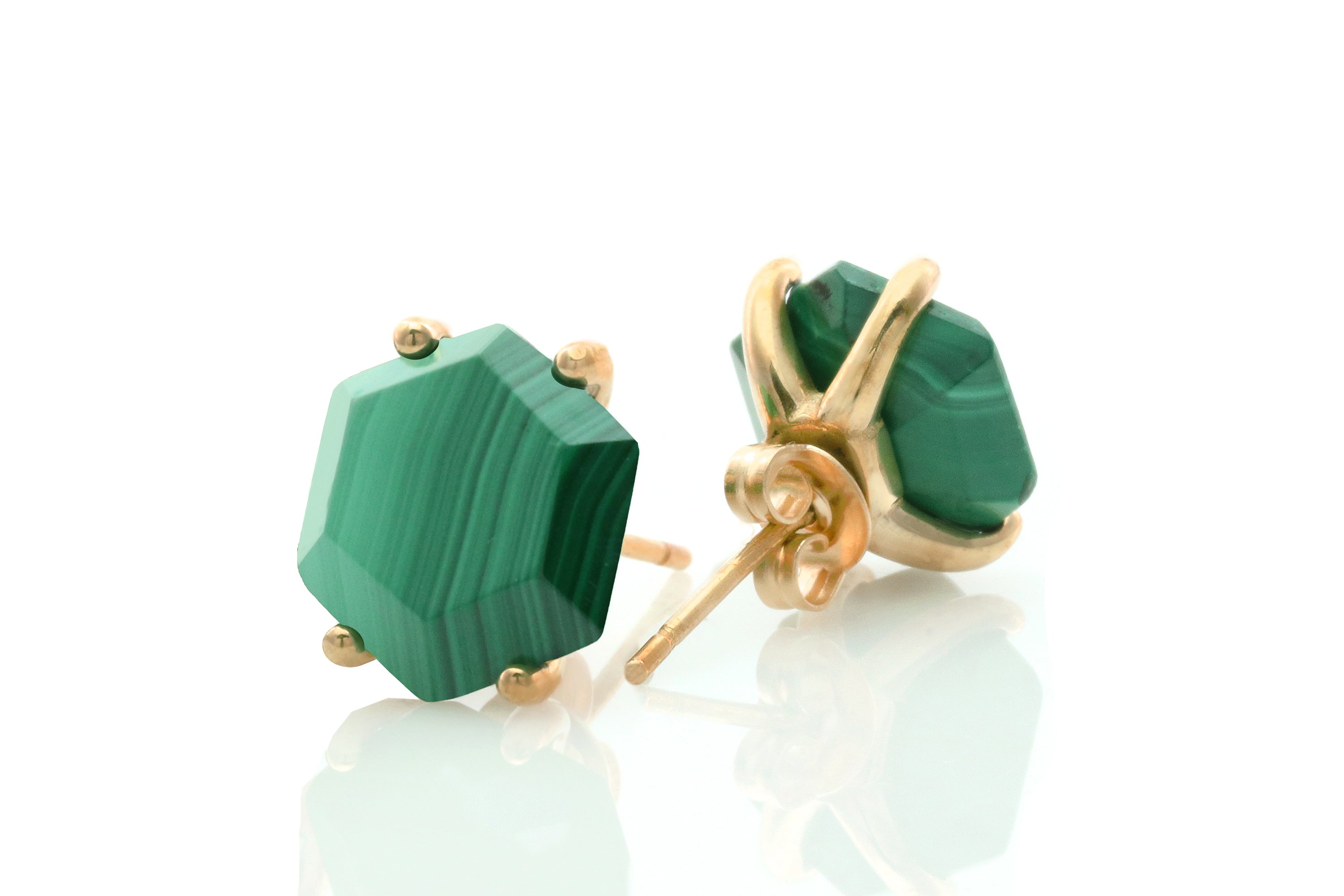 Hexagon Malachite Gold Filled Earrings Earrings Anemone Unique