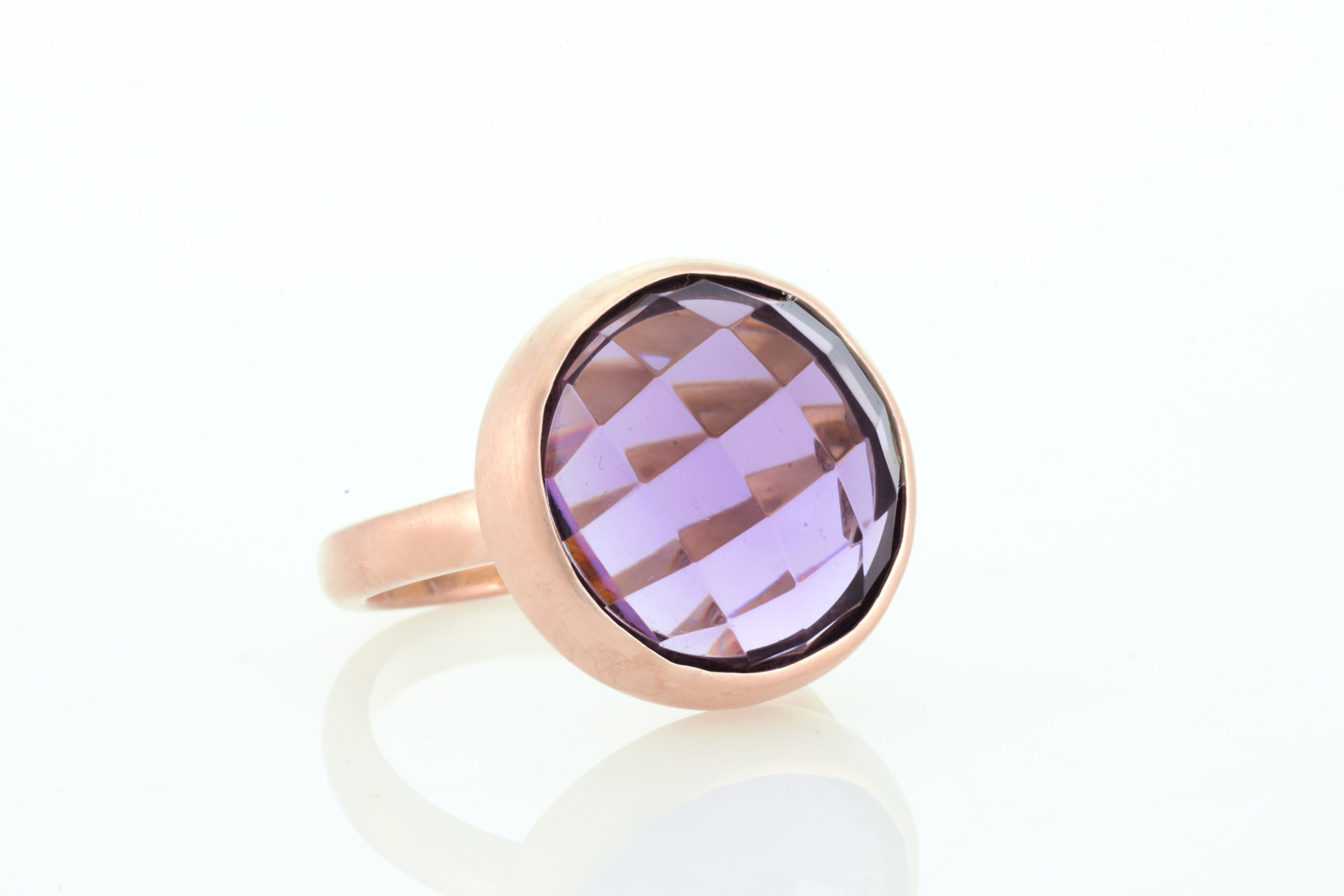 Amethyst Bezel Set Gold Gemstone Ring Rings Anemone Limited