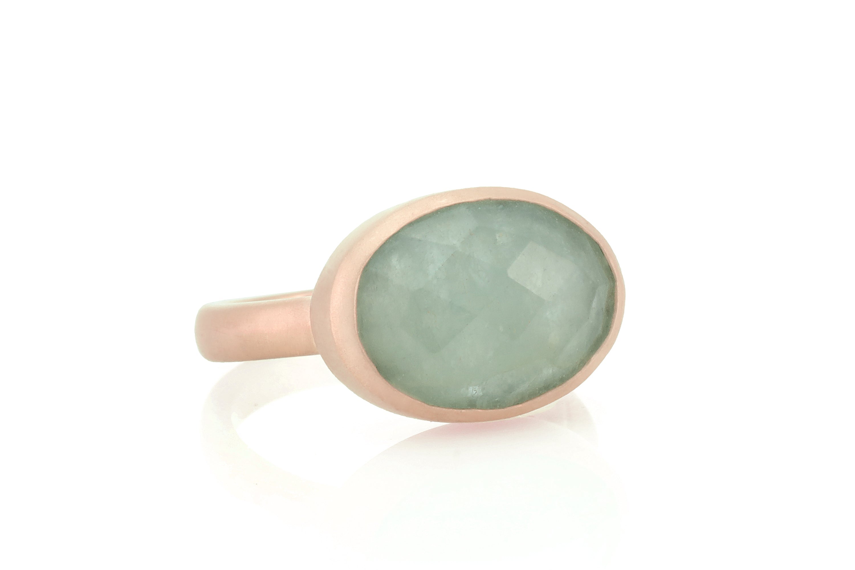 Oval Bezel Set Gold Stacking Aquamarine Ring Rings Anemone Limited