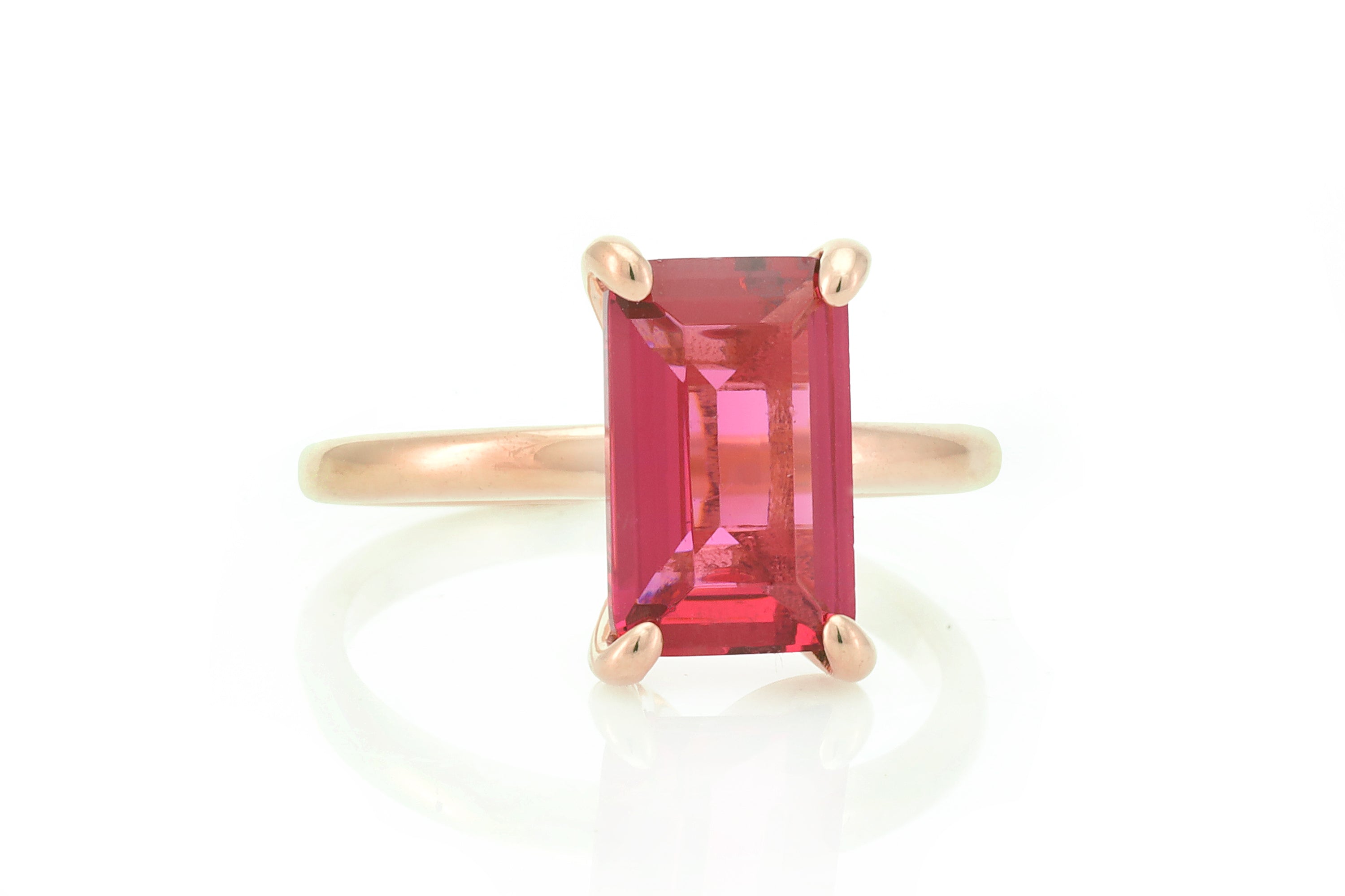 Pink Tourmaline Rectangular Gold Stacking Ring Rings Anemone Unique